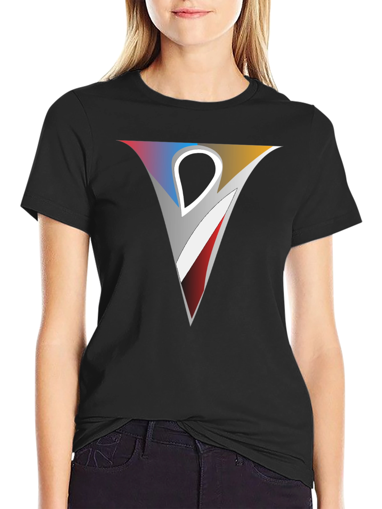 Modern V Logo Graphic Black T-Shirt