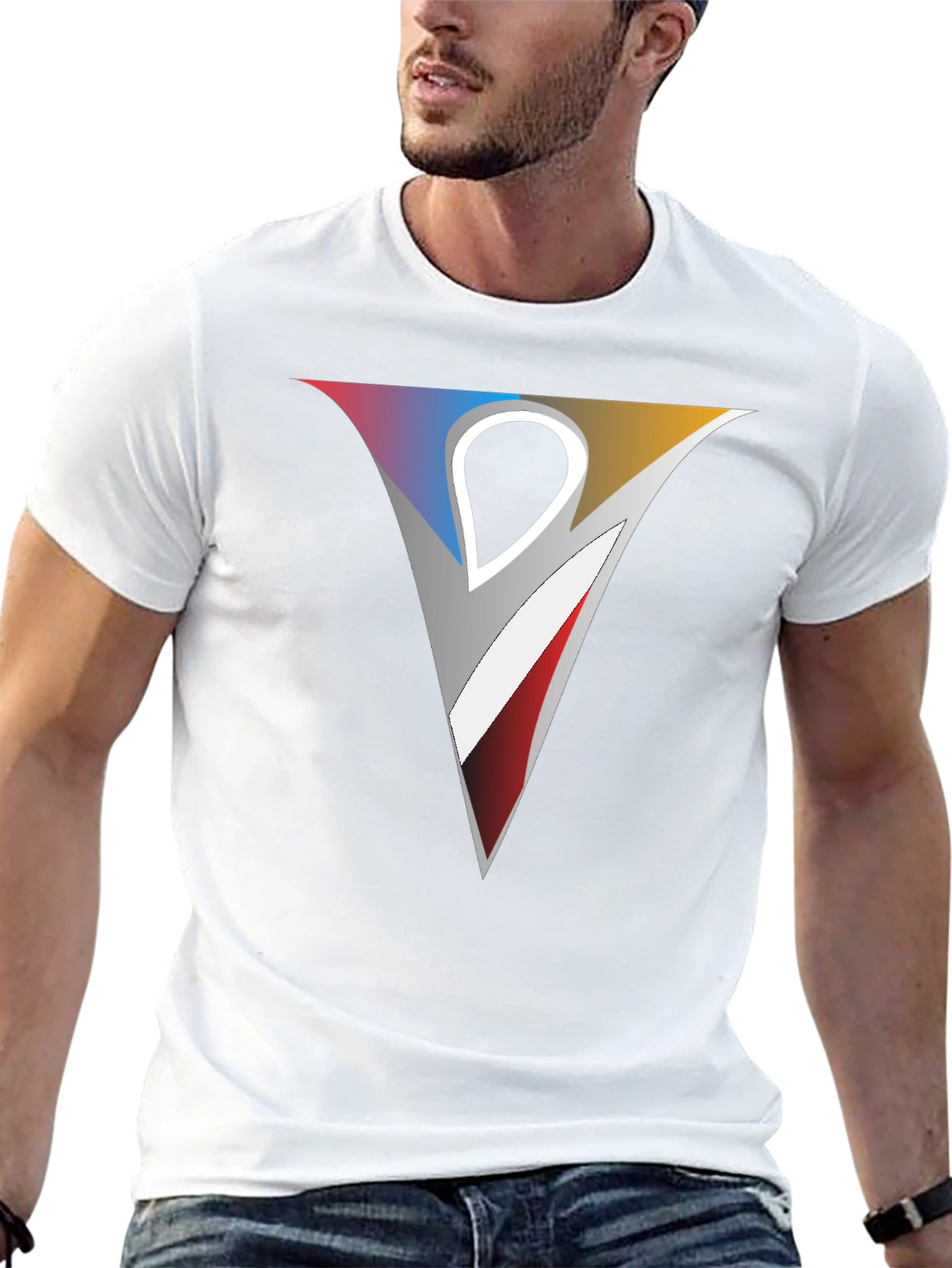 Modern V Logo Graphic Black T-Shirt