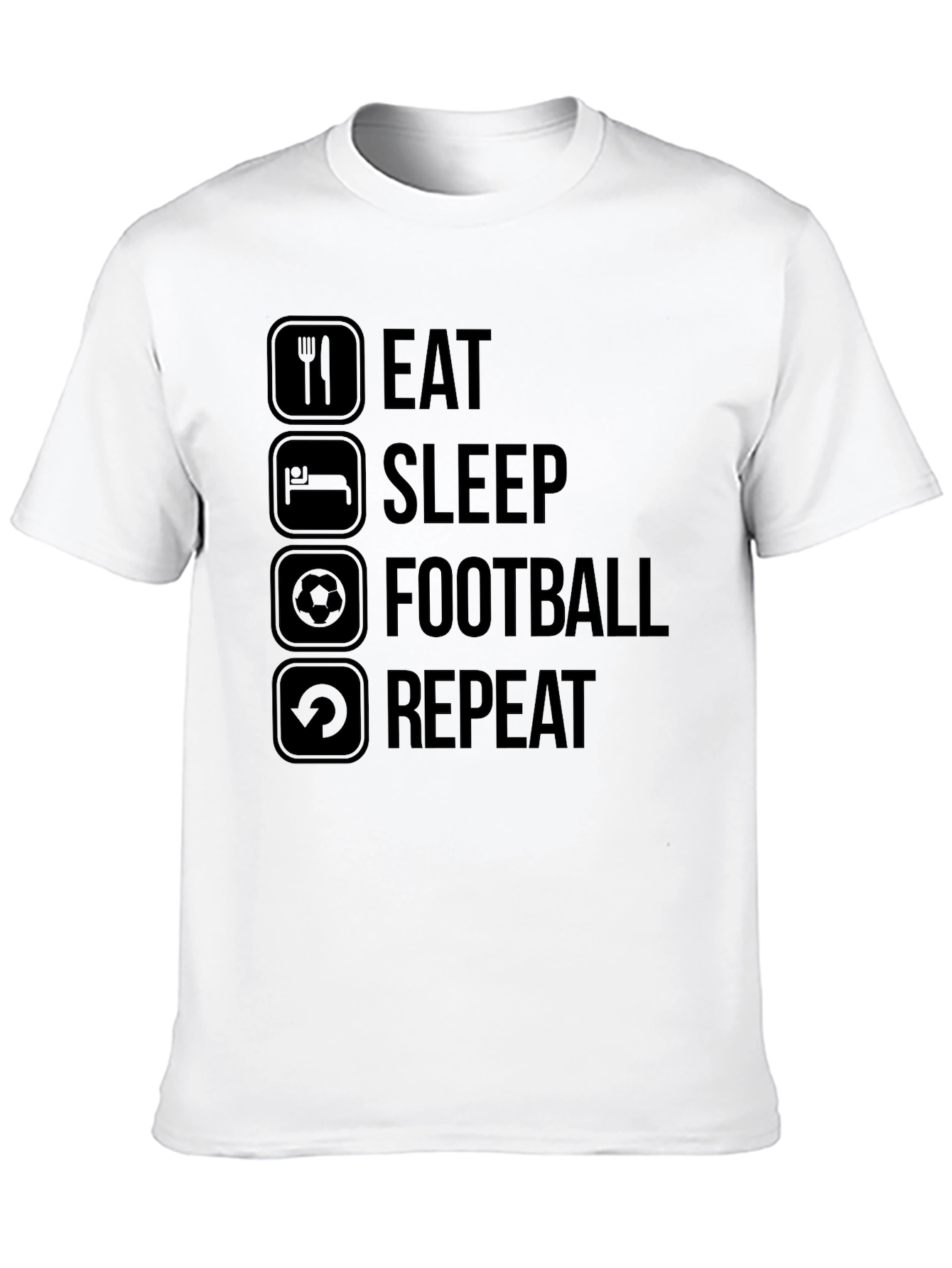 Eat Sleep Football Repeat Black Graphic Tee
