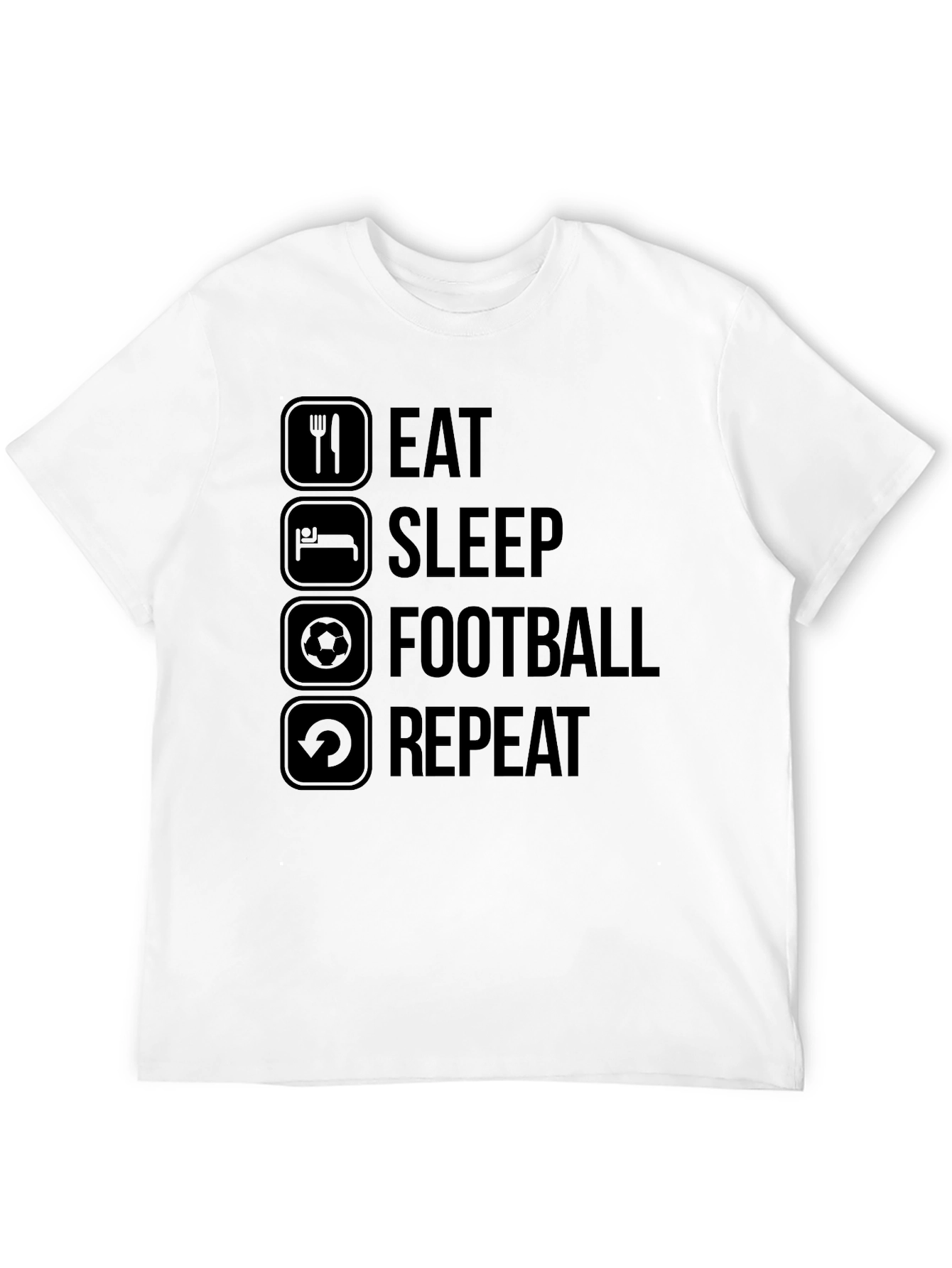 Eat Sleep Football Repeat Black Graphic Tee