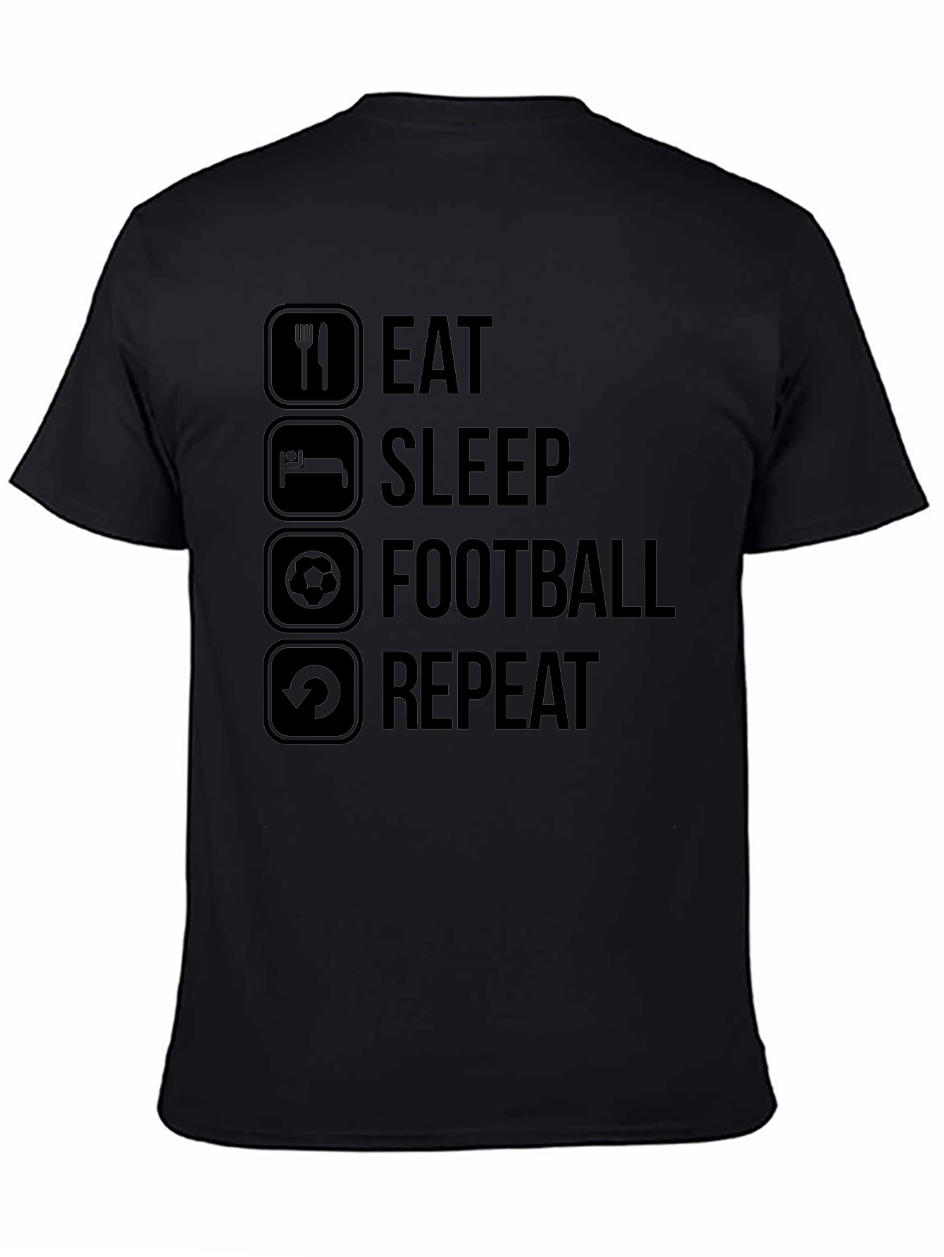 Eat Sleep Football Repeat Black Graphic Tee