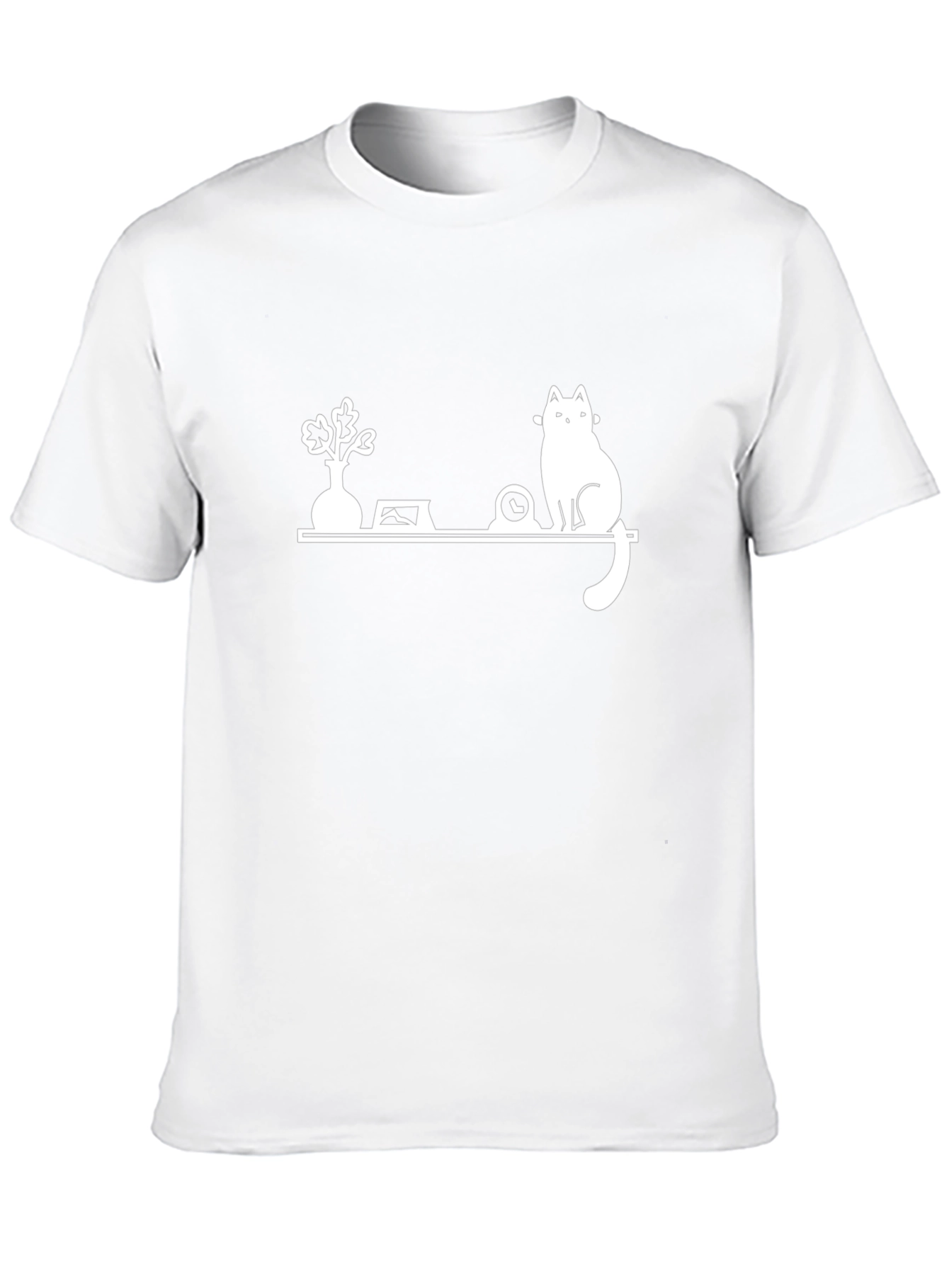 Cat Shelf Graphic Tee - Stylish Black T-Shirt