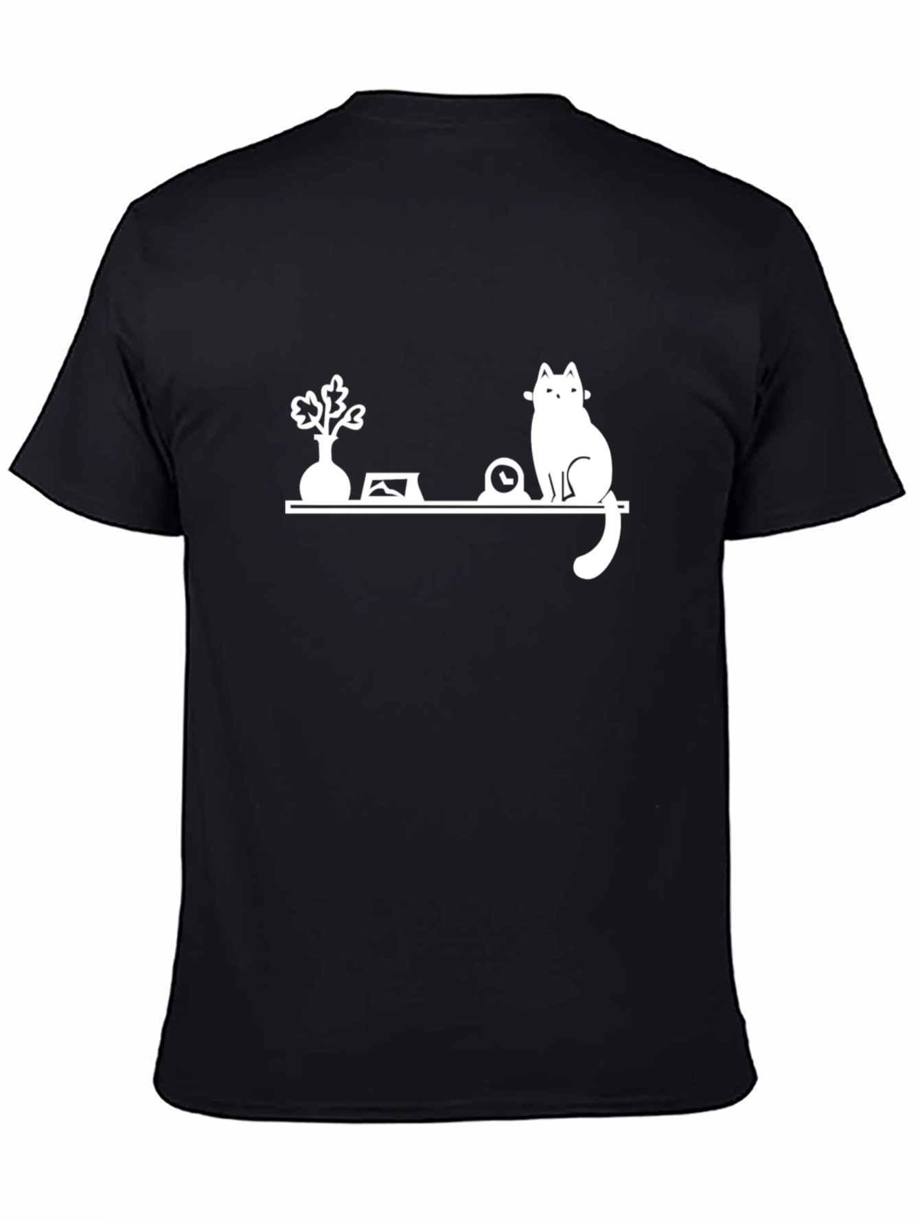 Cat Shelf Graphic Tee - Stylish Black T-Shirt