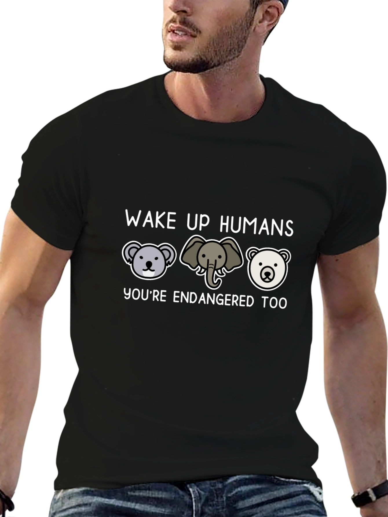 Endangered Animals Graphic Tee - Wake Up Humans T-Shirt