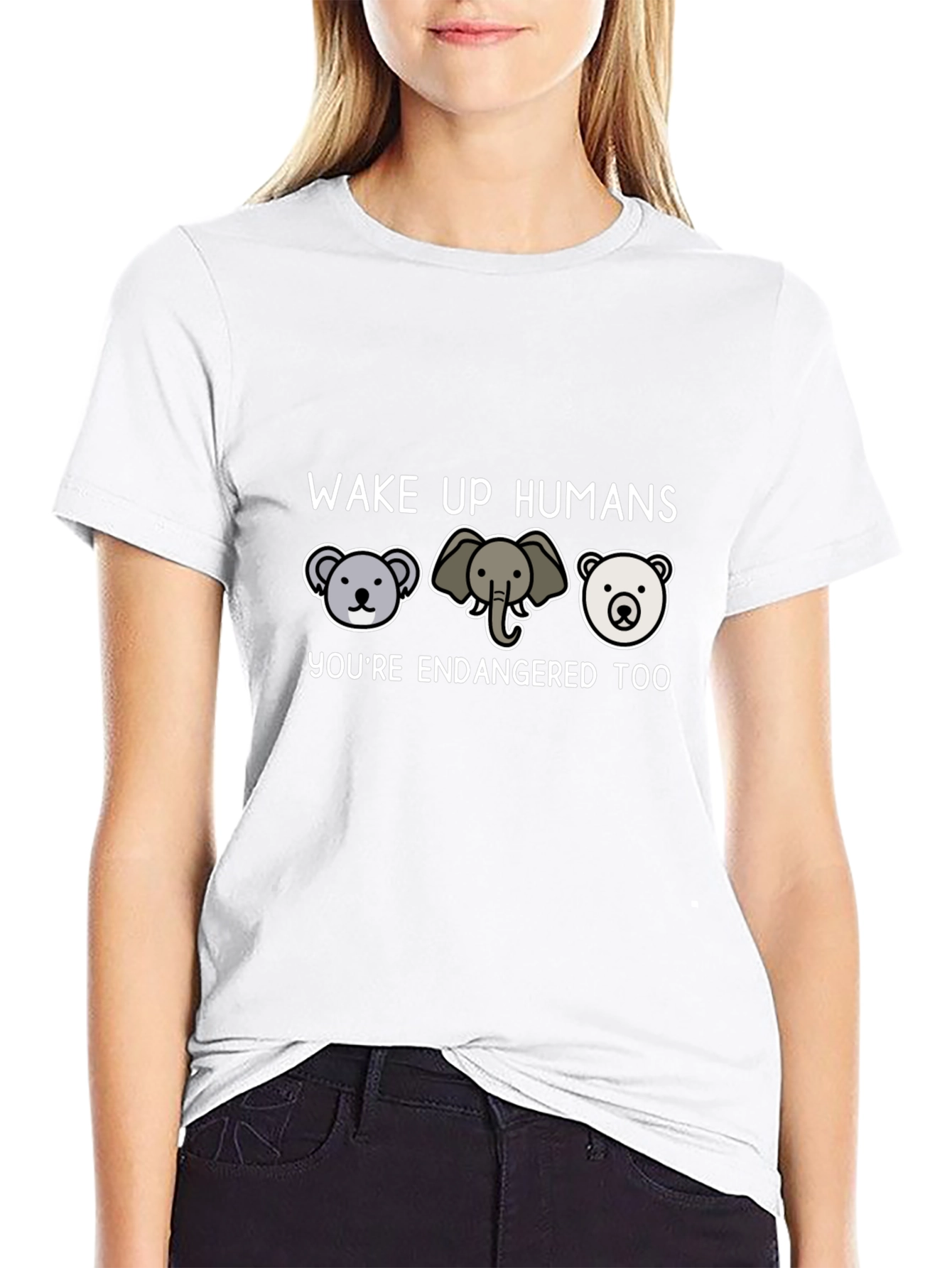 Endangered Animals Graphic Tee - Wake Up Humans T-Shirt