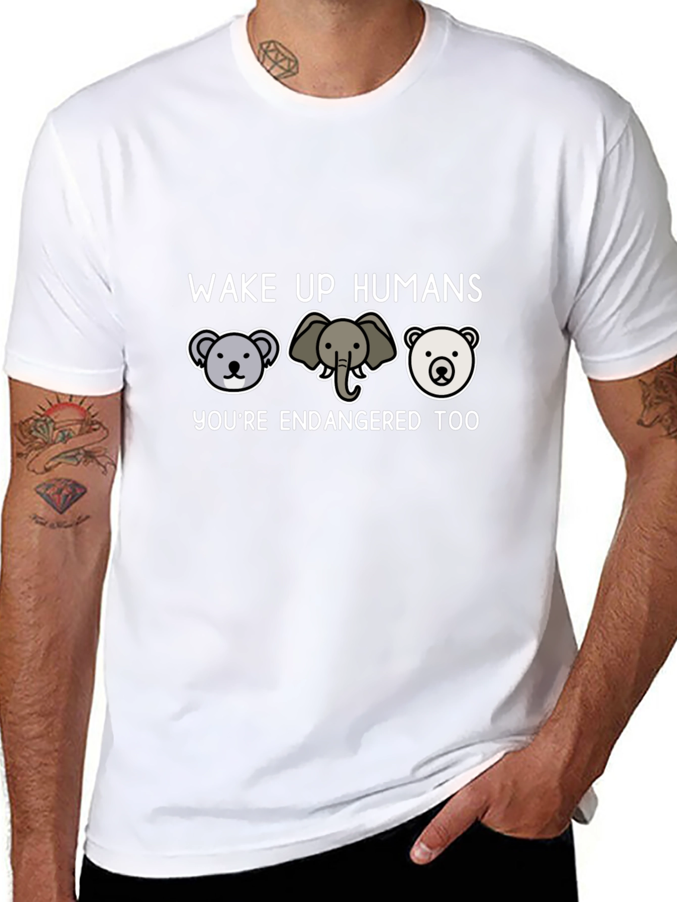 Endangered Animals Graphic Tee - Wake Up Humans T-Shirt