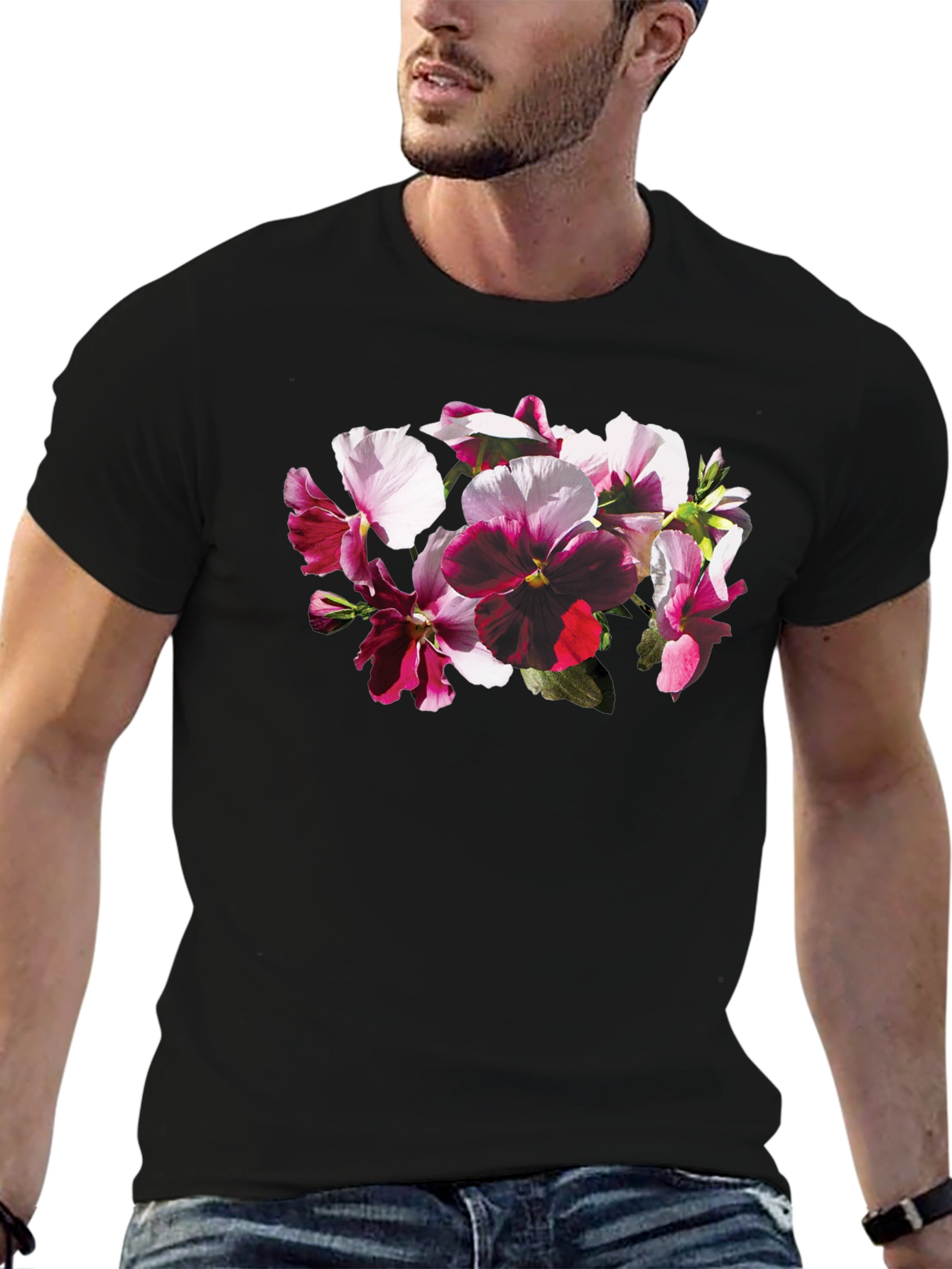Floral Bouquet Graphic Black T-Shirt