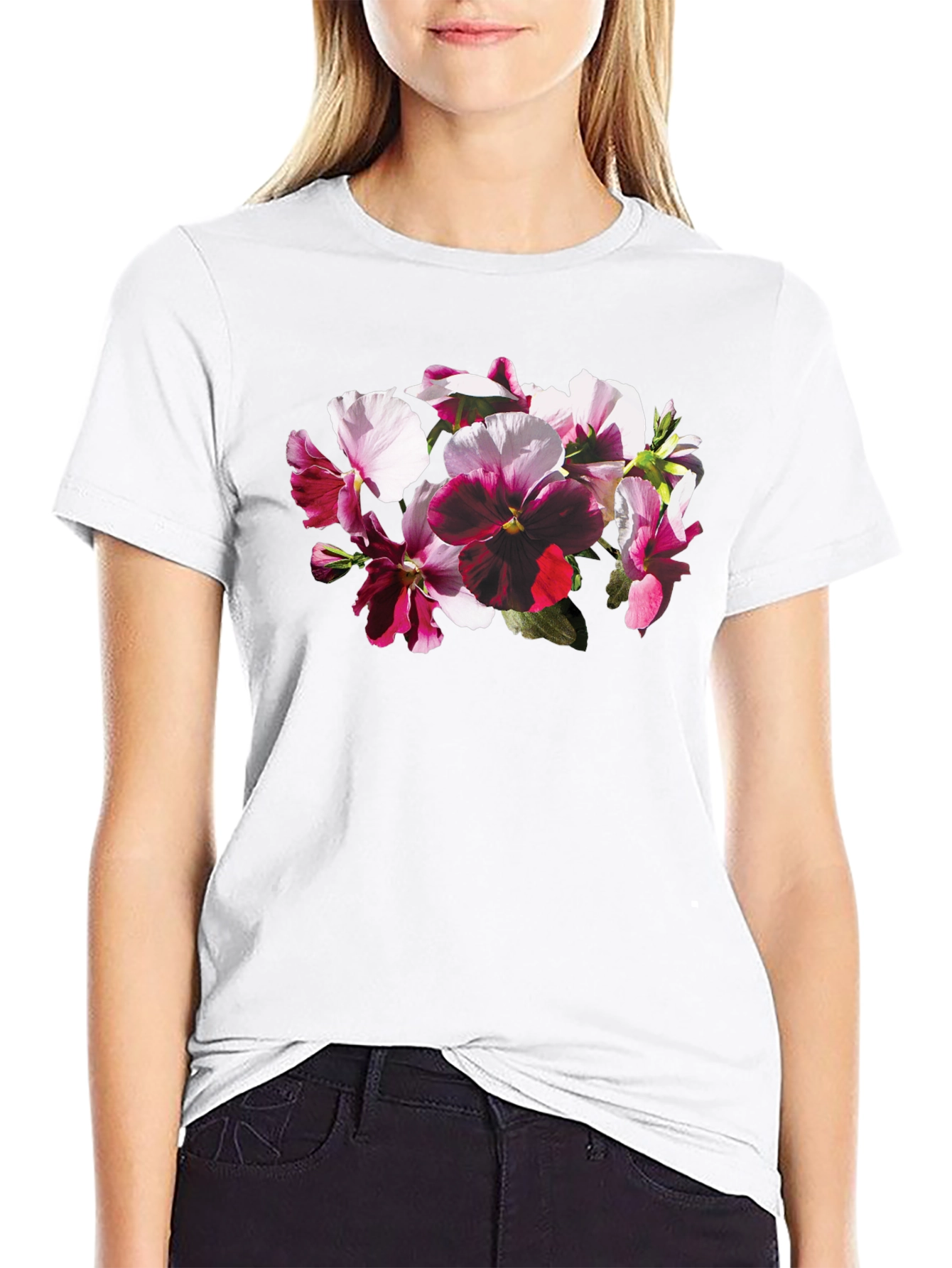Floral Bouquet Graphic Black T-Shirt
