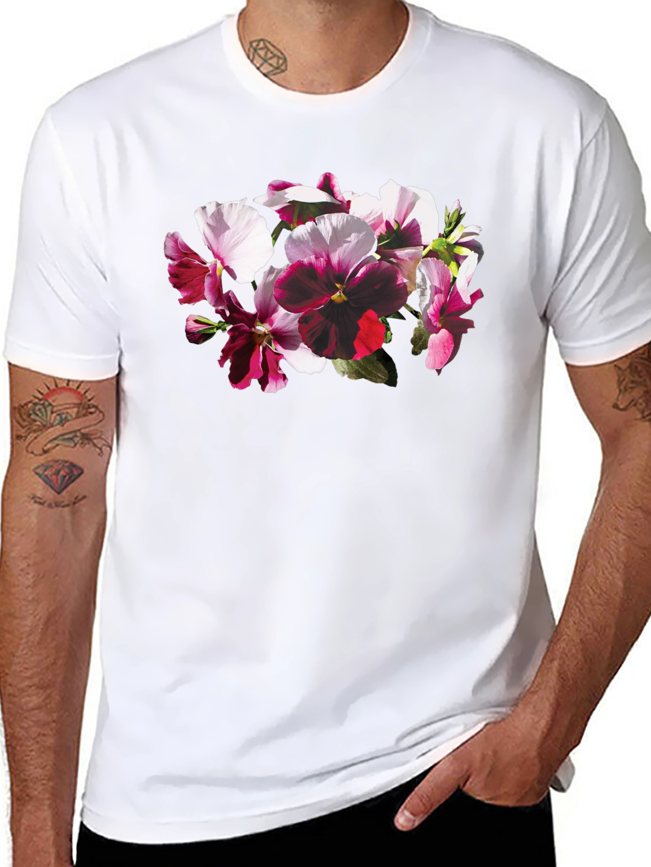 Floral Bouquet Graphic Black T-Shirt