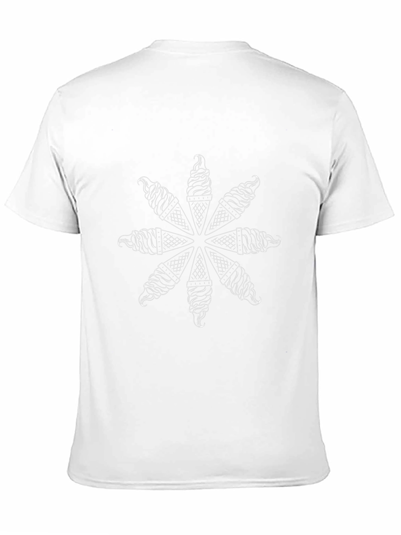 Ice Cream Cone Pattern Black T-Shirt