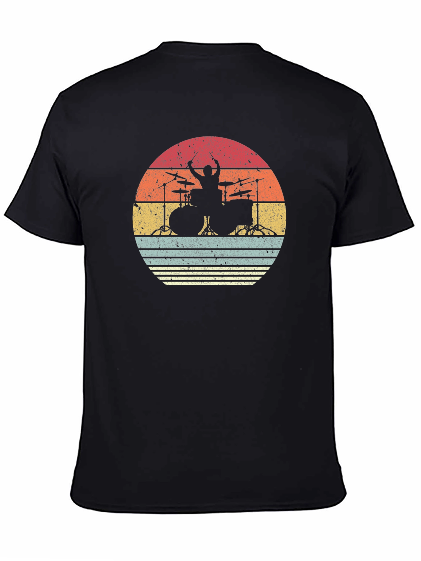 Retro Drummer Sunset T-Shirt - Music Lover Tee
