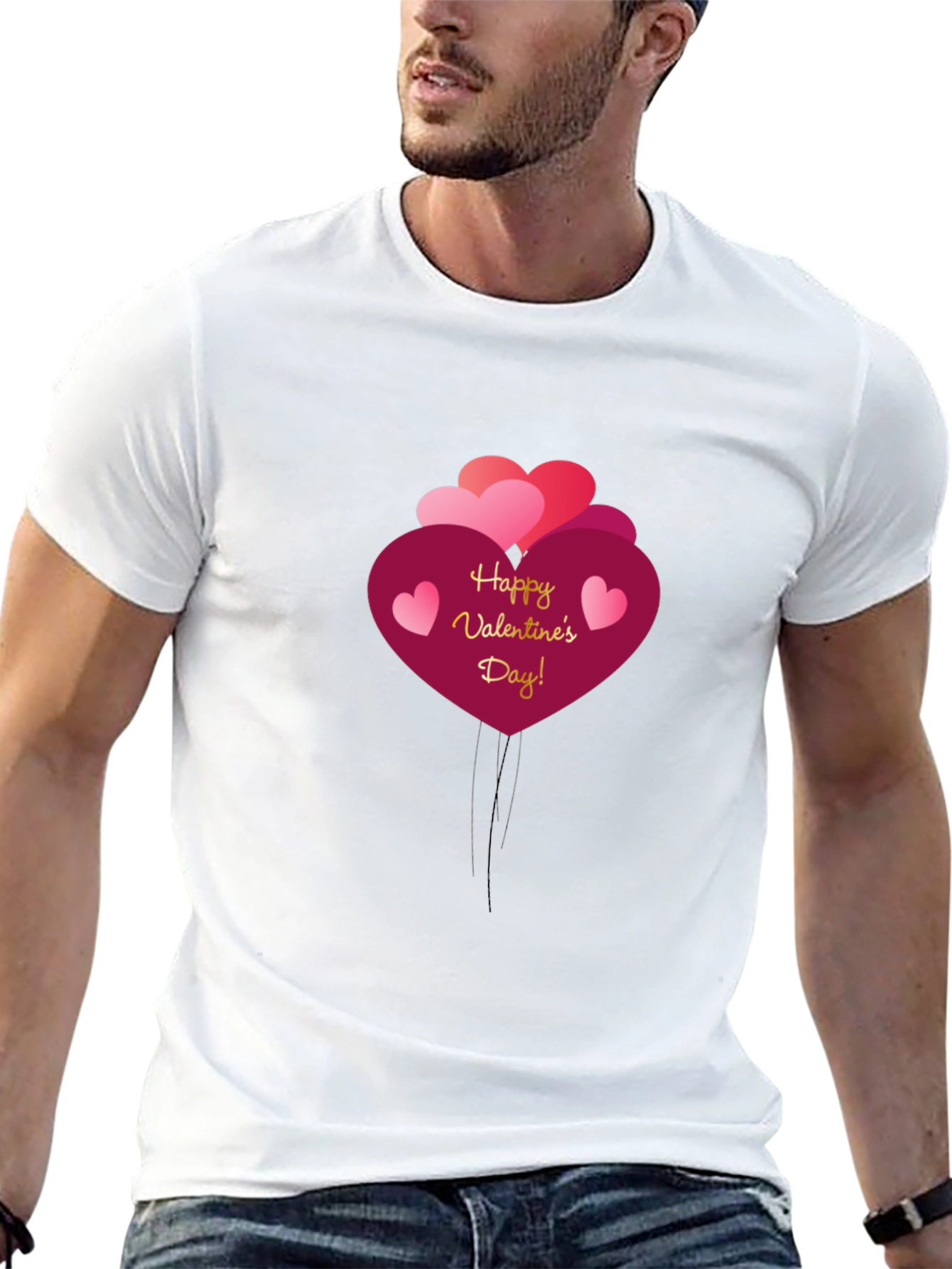 Happy Valentines Day Heart Balloon Graphic T-Shirt