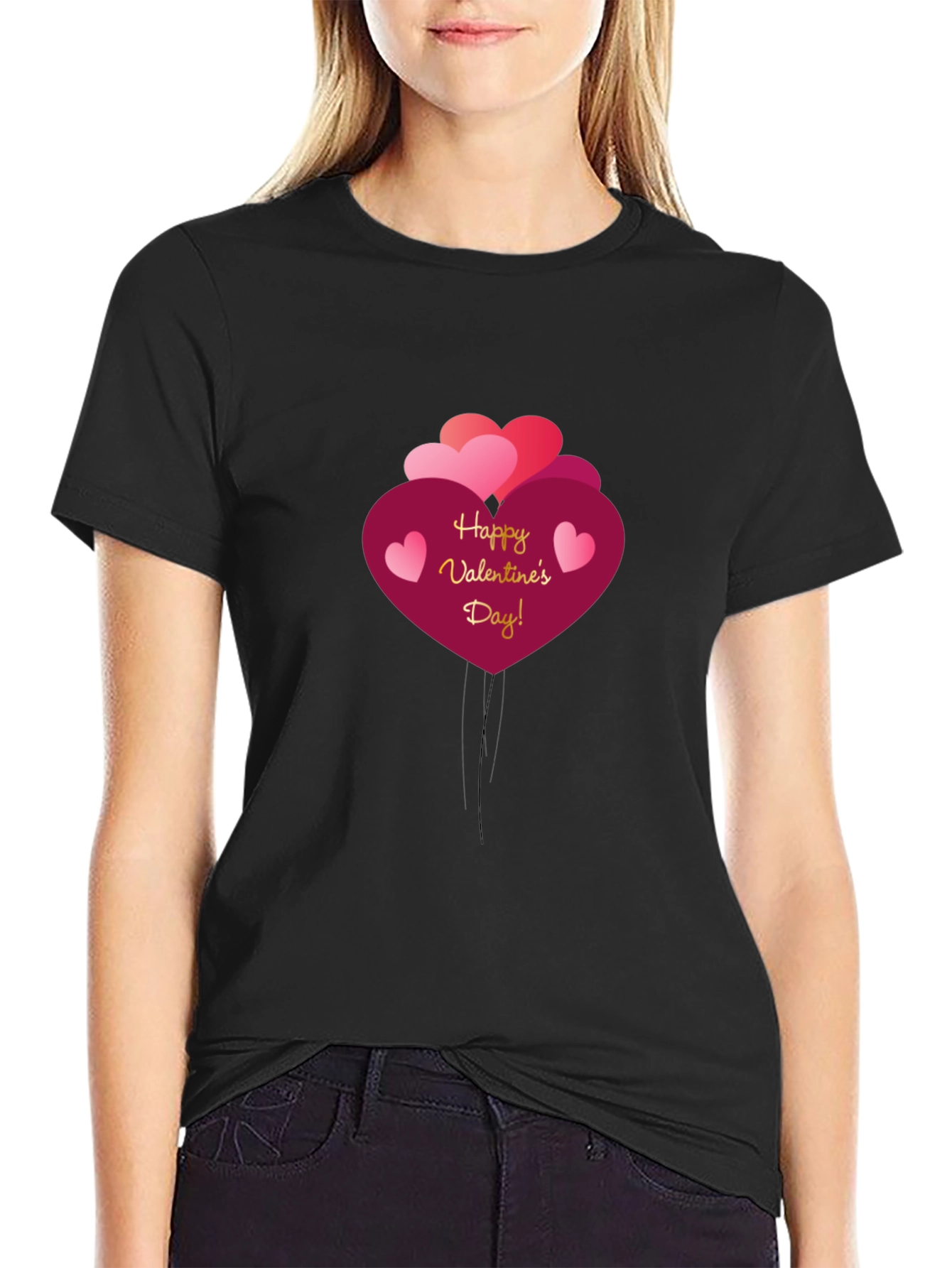 Happy Valentines Day Heart Balloon Graphic T-Shirt