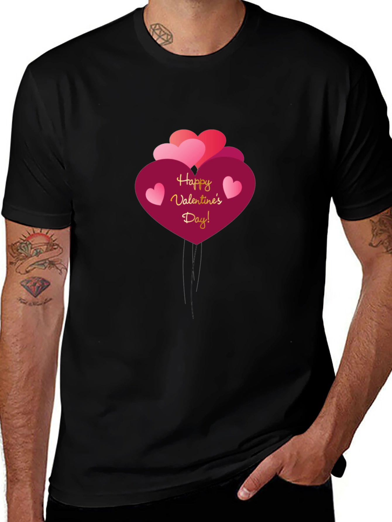 Happy Valentines Day Heart Balloon Graphic T-Shirt
