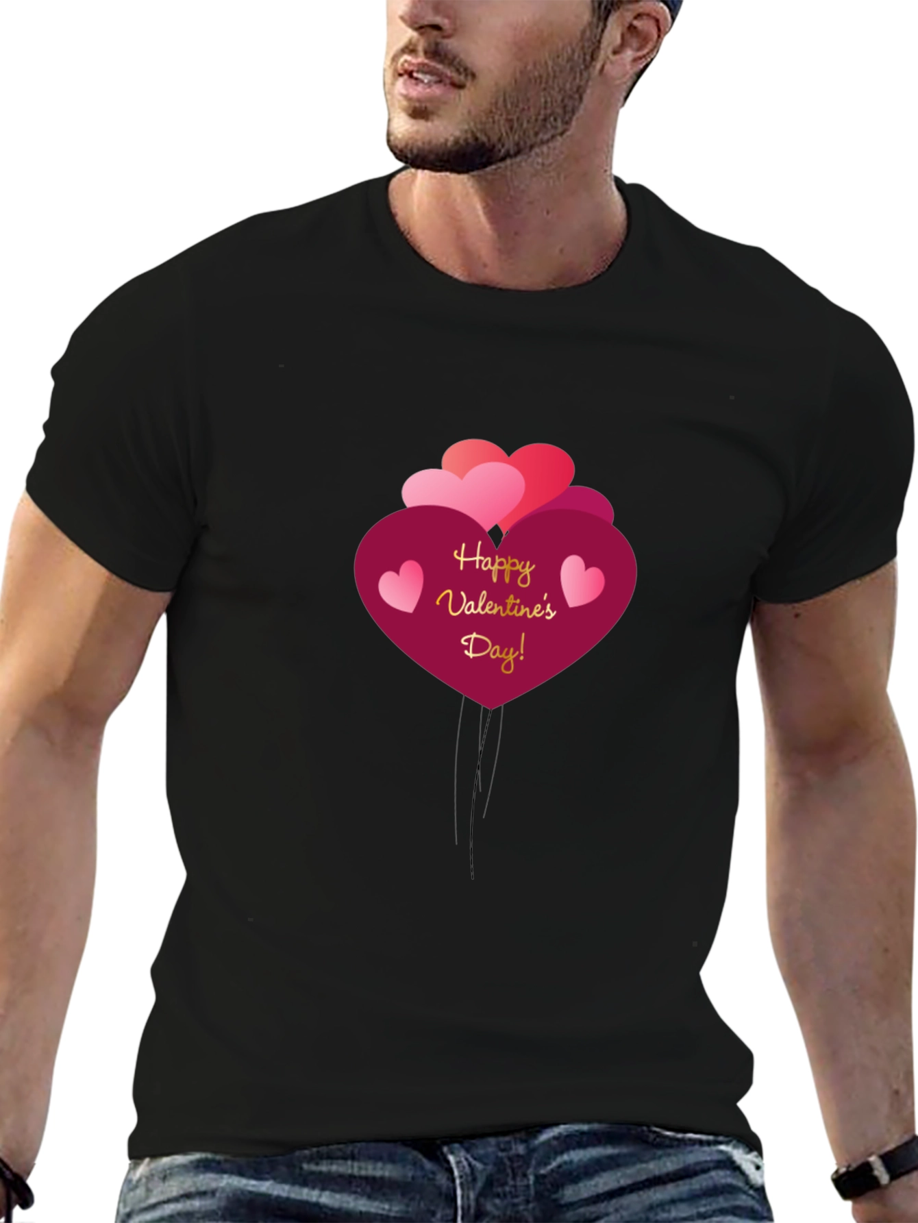 Happy Valentines Day Heart Balloon Graphic T-Shirt
