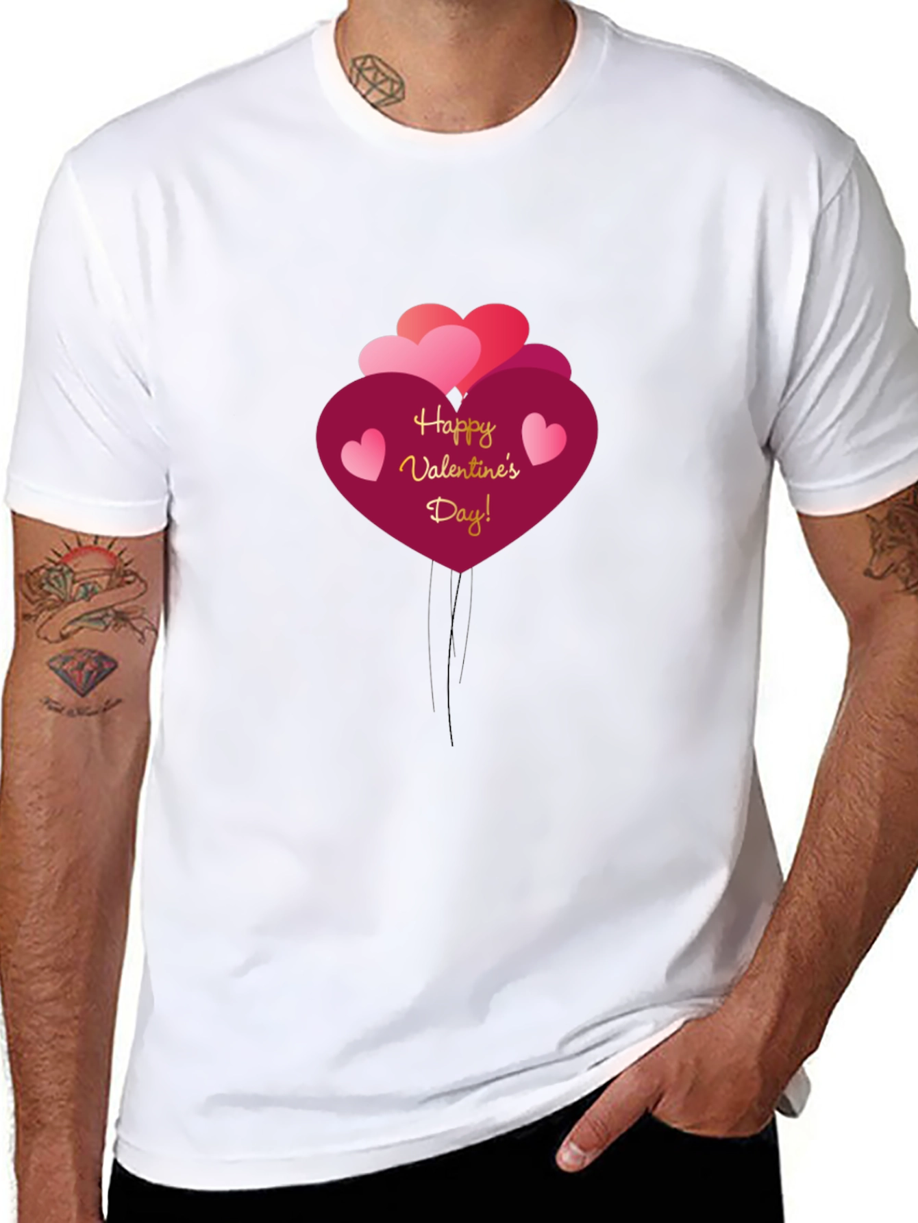 Happy Valentines Day Heart Balloon Graphic T-Shirt
