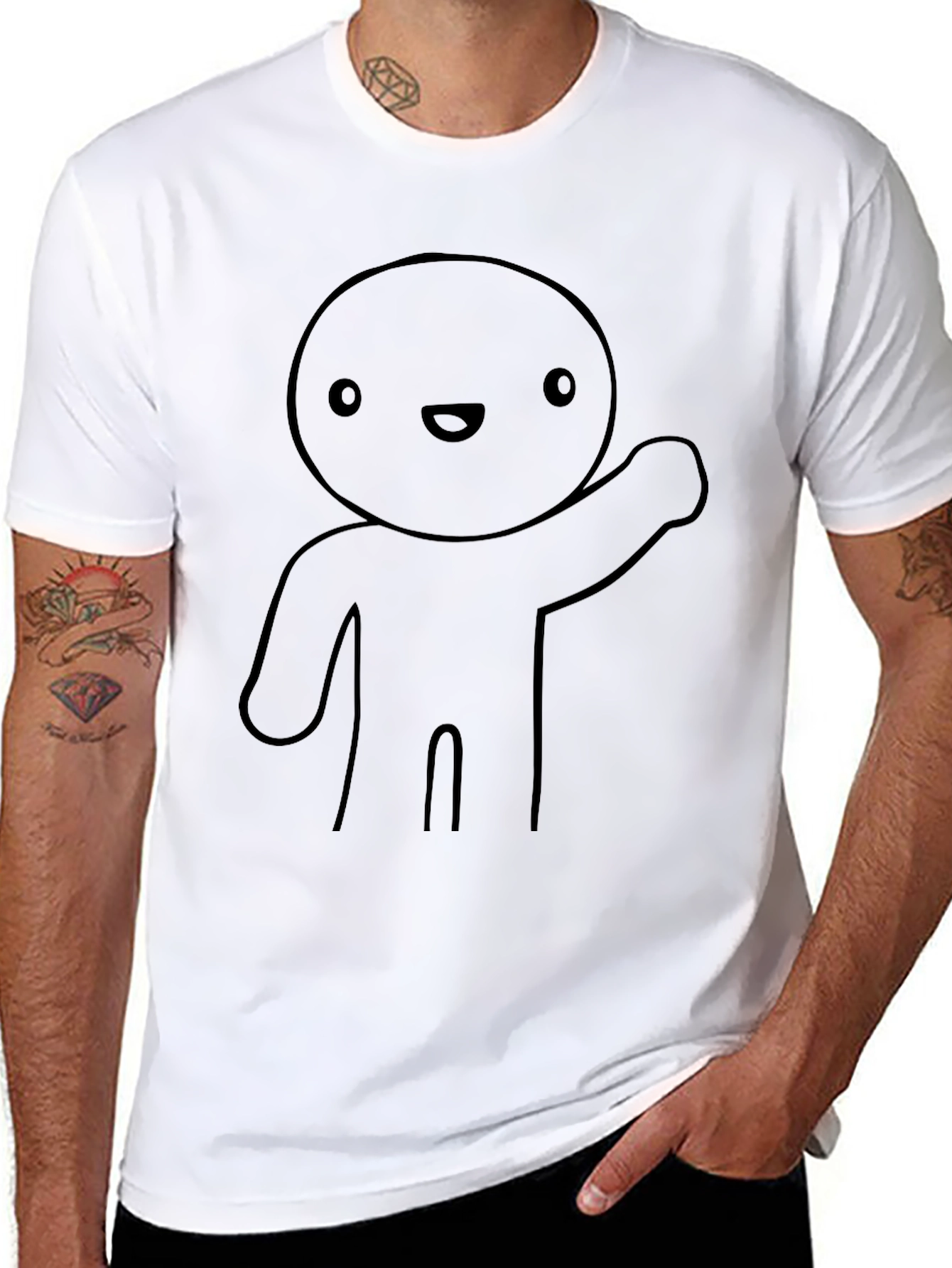 Cartoon Character Graphic Tee - Black