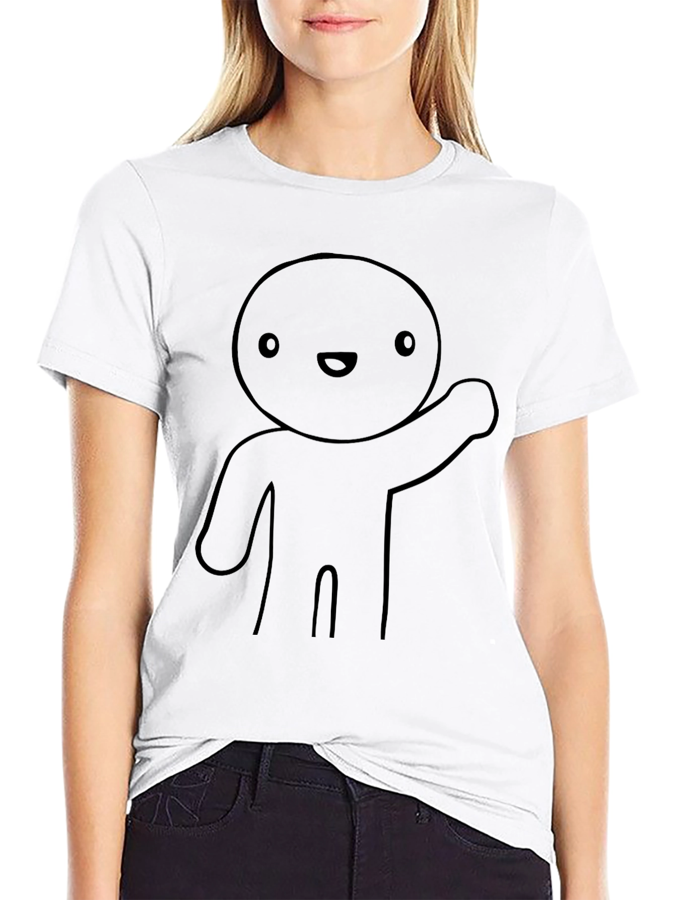 Cartoon Character Graphic Tee - Black