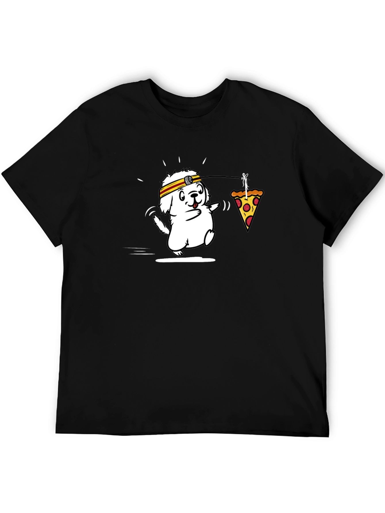 Pizza Loving Dog Black T-Shirt