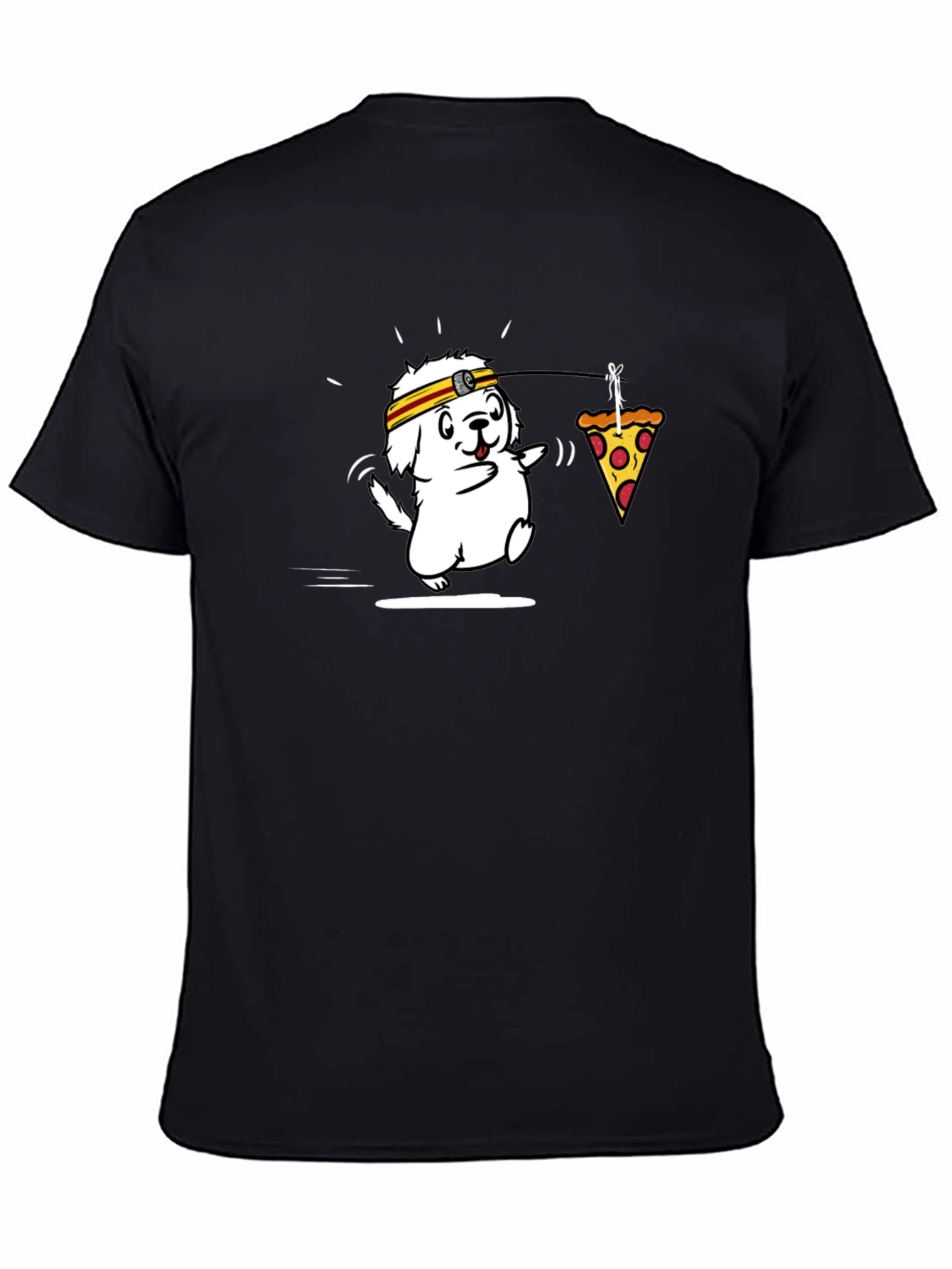 Pizza Loving Dog Black T-Shirt