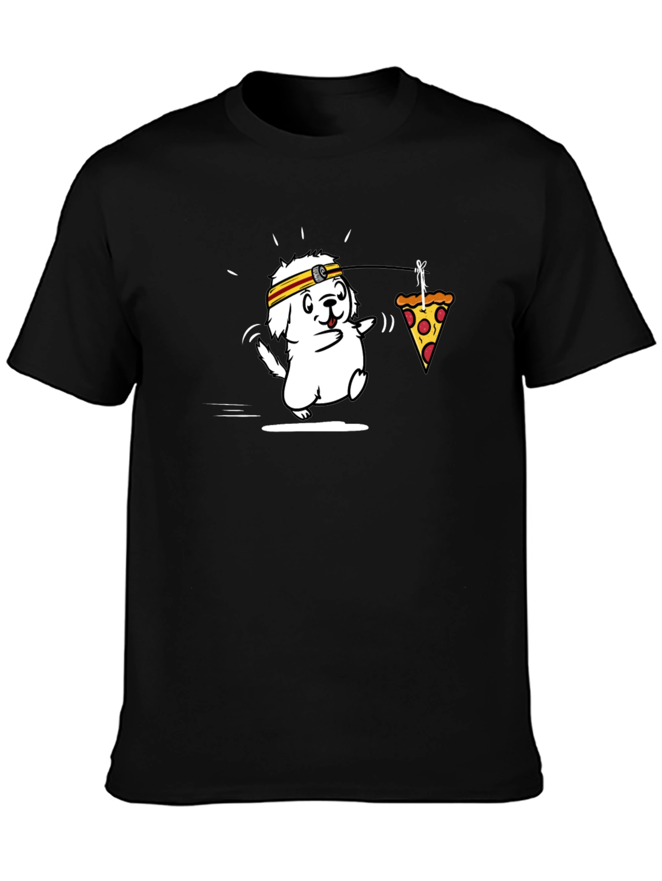 Pizza Loving Dog Black T-Shirt