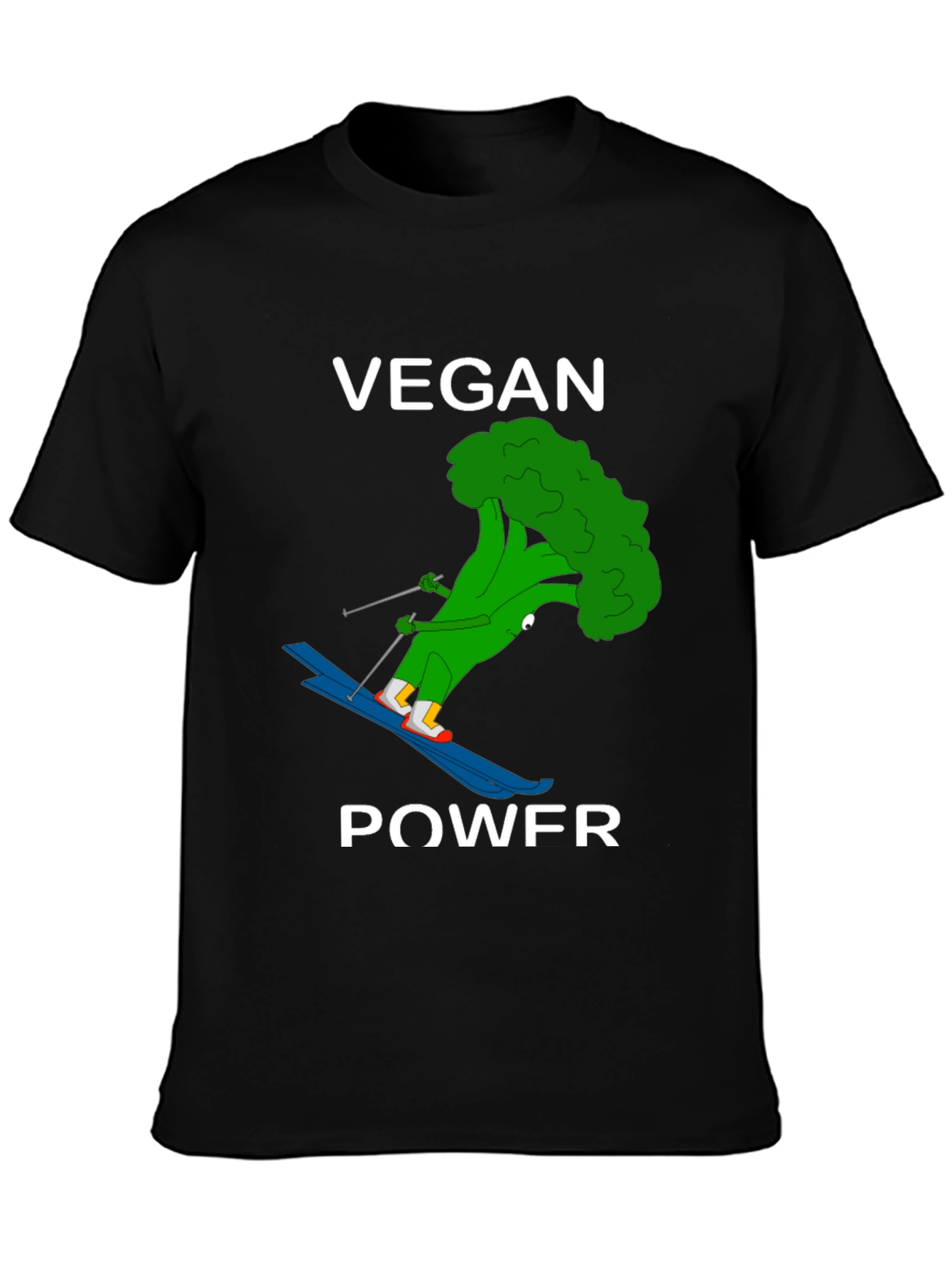 Vegan Power Skiing Broccoli T-Shirt