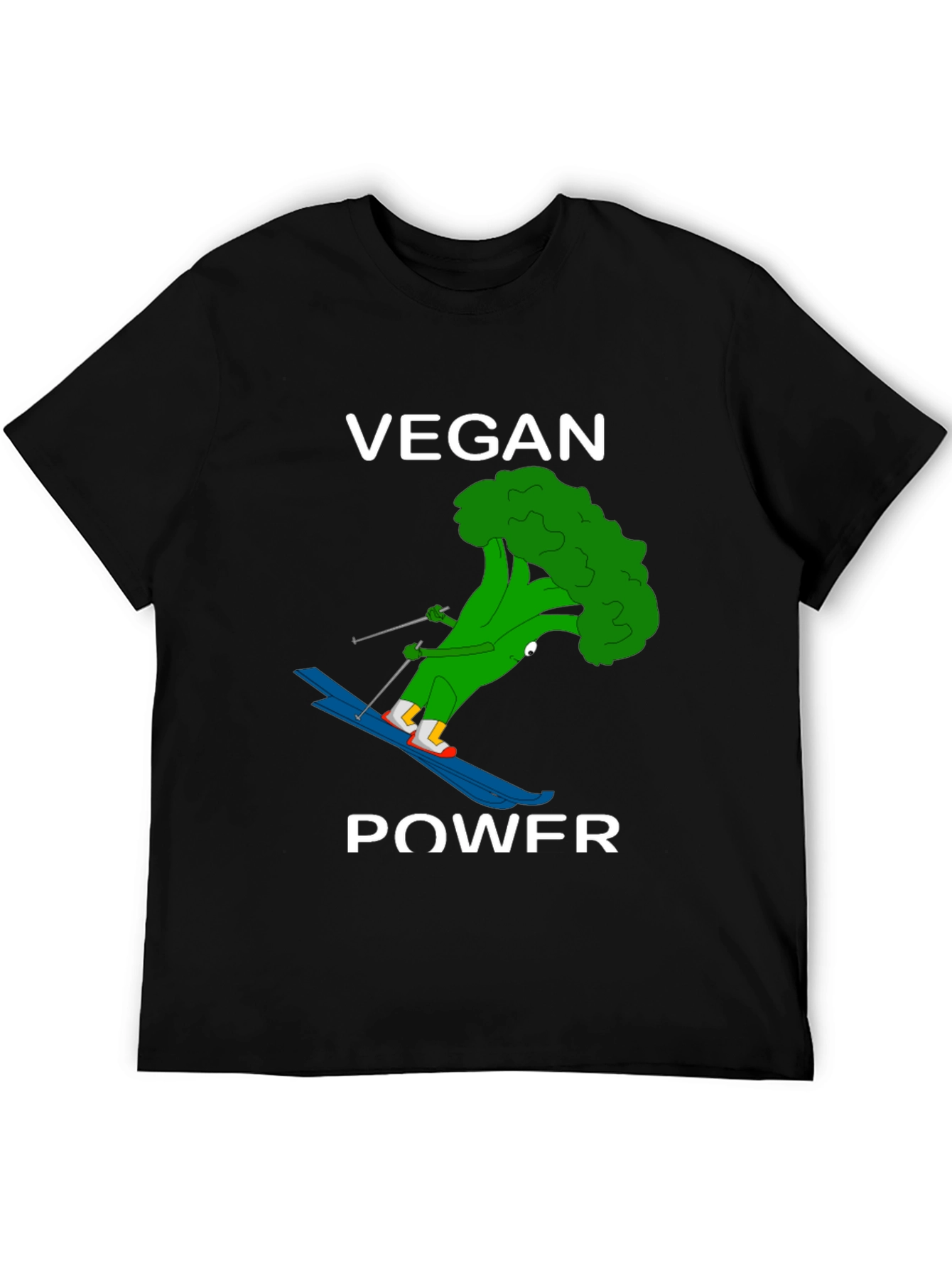 Vegan Power Skiing Broccoli T-Shirt