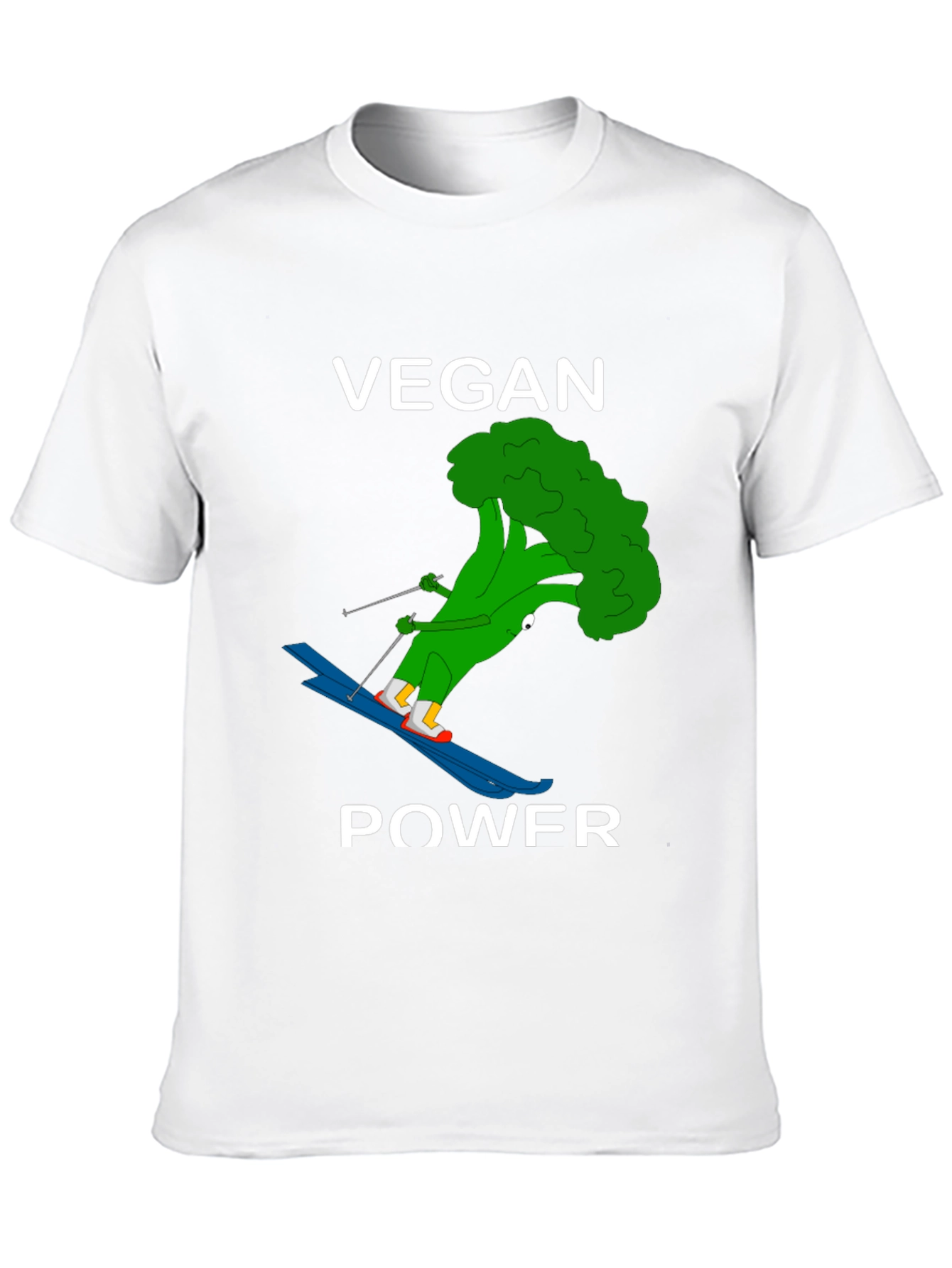 Vegan Power Skiing Broccoli T-Shirt