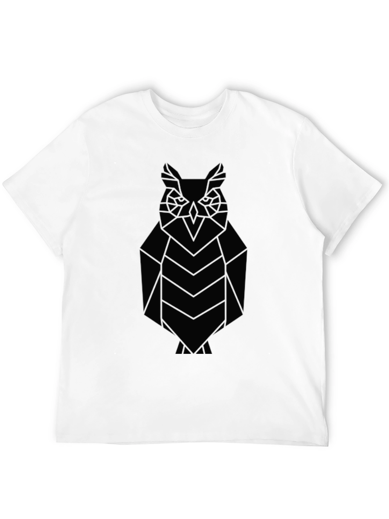 Geometric Owl Graphic T-Shirt - Sleek Black Tee