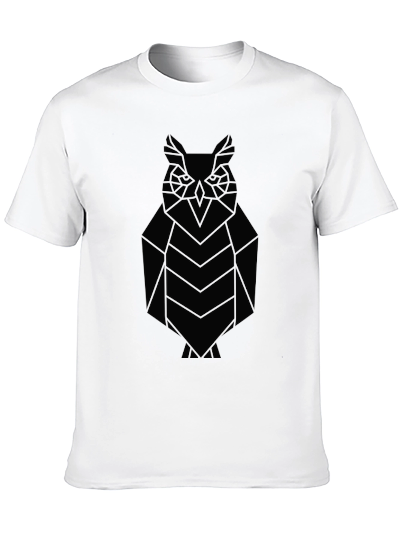 Geometric Owl Graphic T-Shirt - Sleek Black Tee