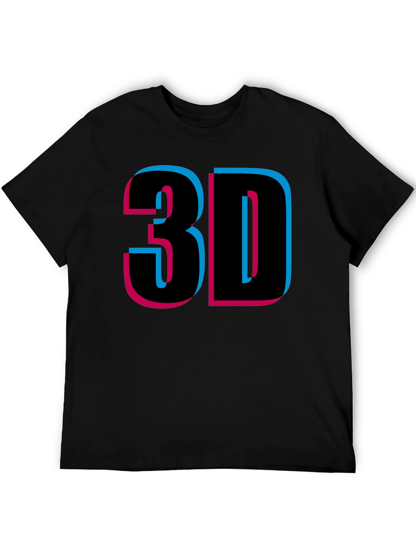 Retro 3D Style Graphic Tee - Black