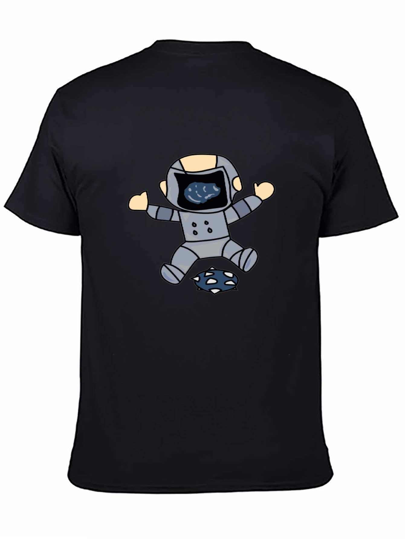Astronaut Graphic Print Black T-Shirt