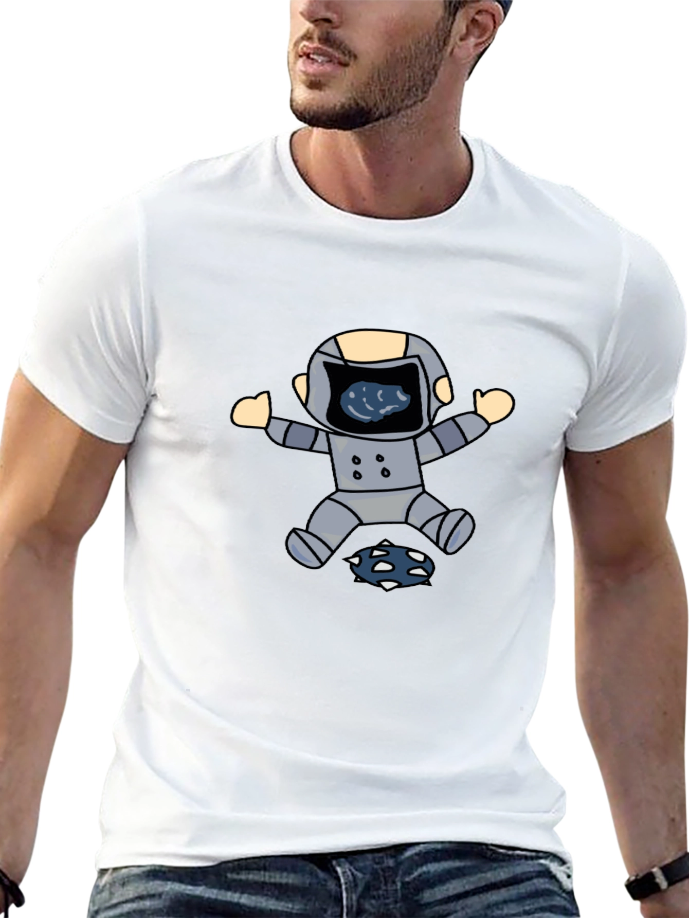 Astronaut Graphic Print Black T-Shirt