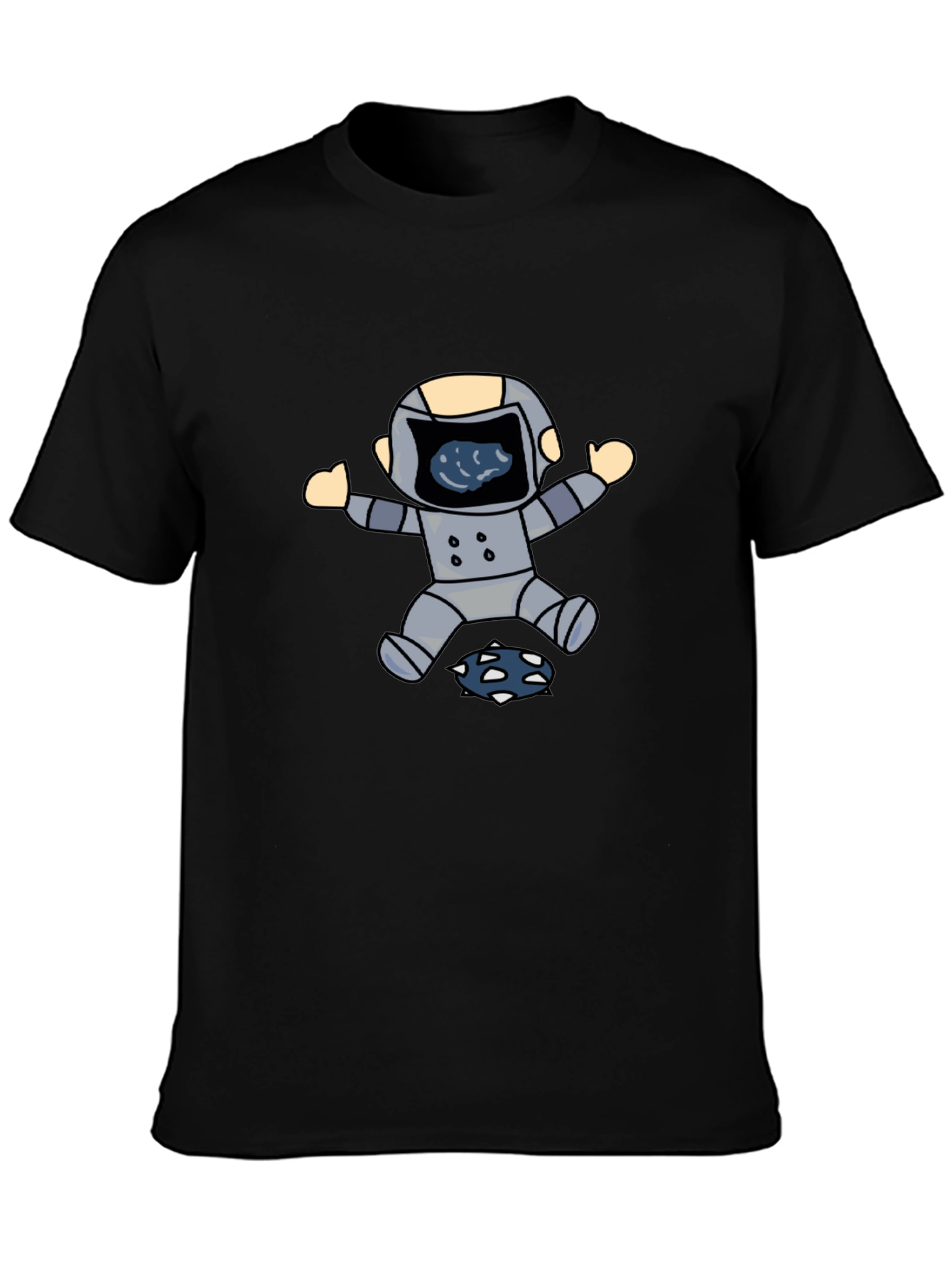 Astronaut Graphic Print Black T-Shirt