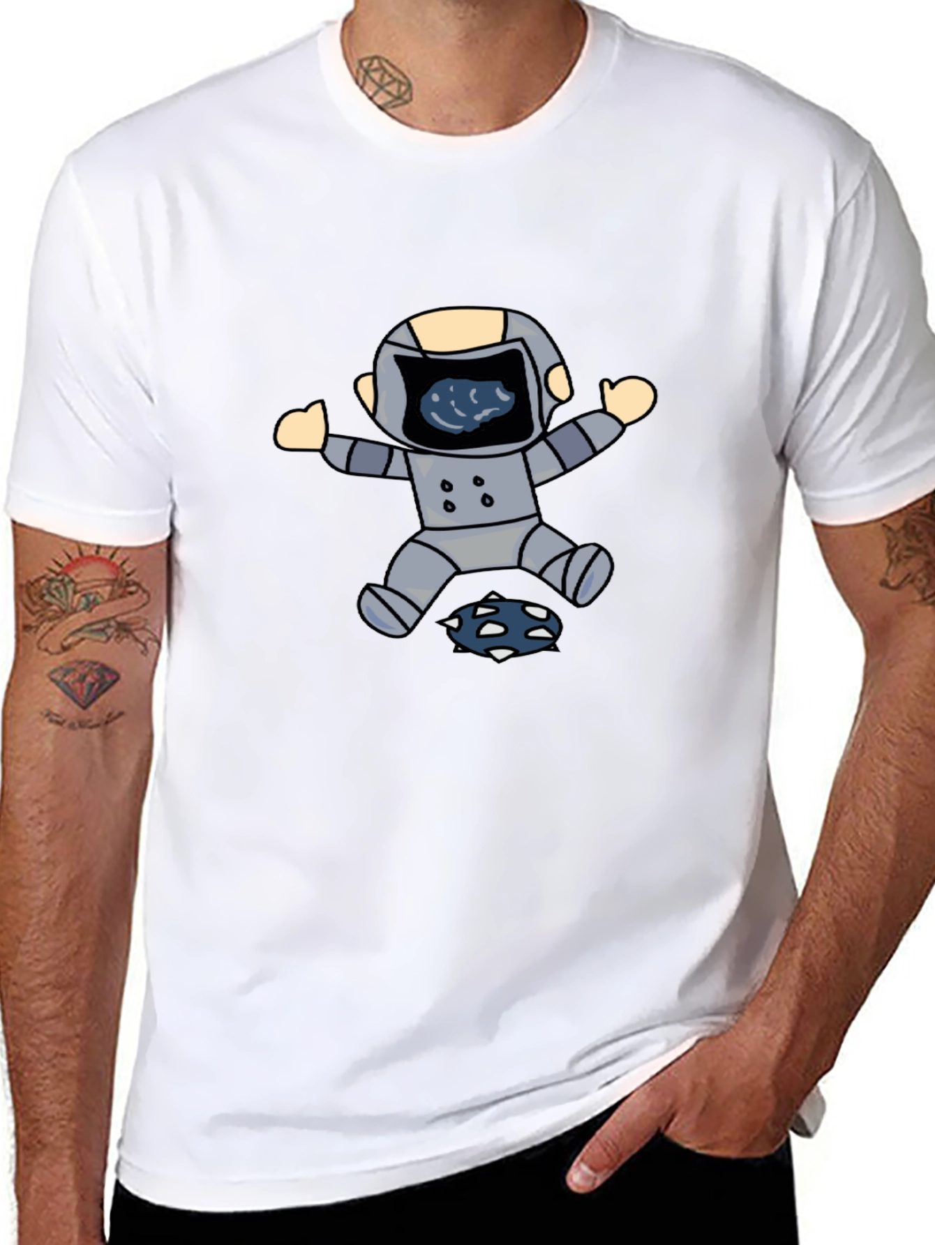 Astronaut Graphic Print Black T-Shirt