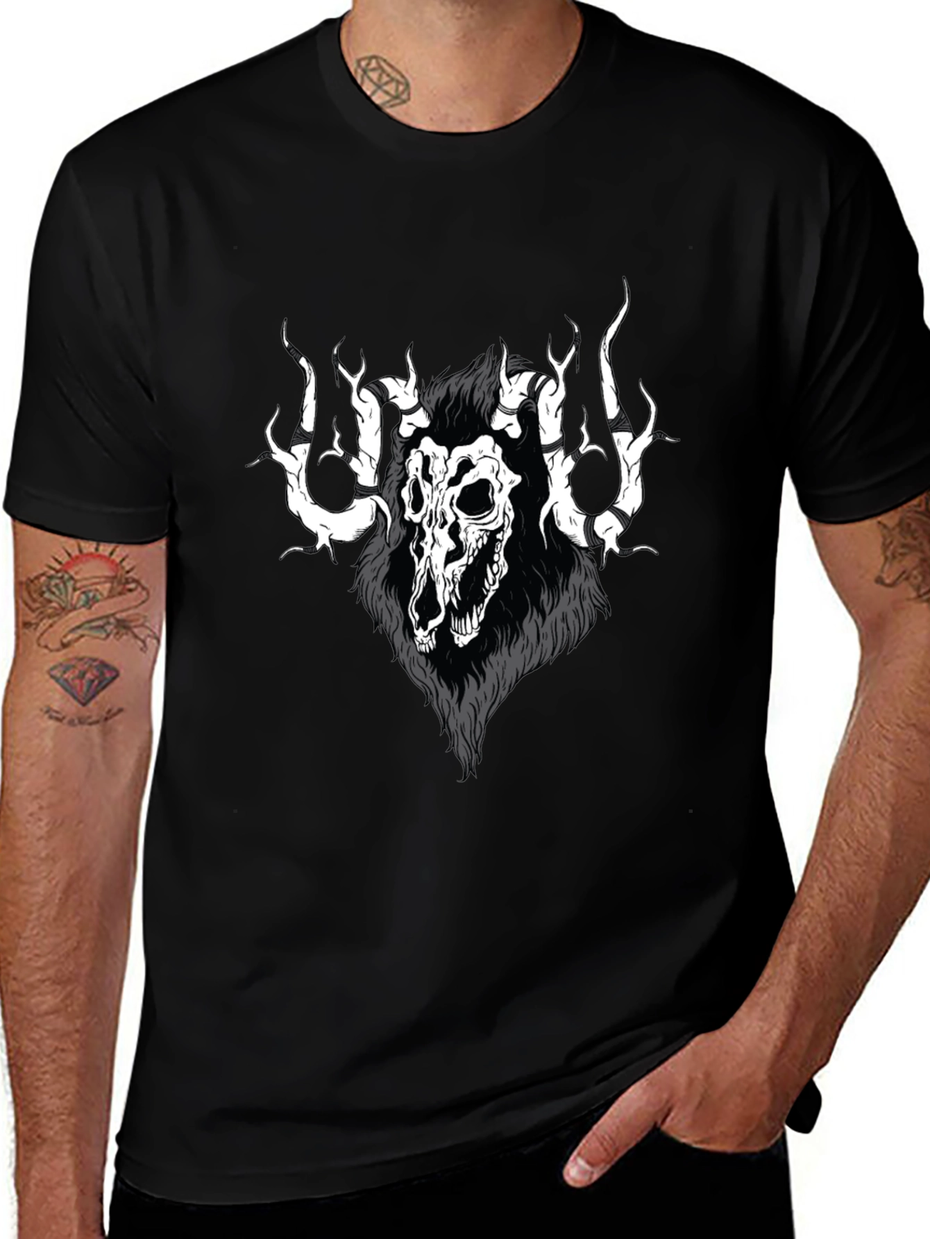Skull Graphic T-Shirt - Gothic Style Black Tee