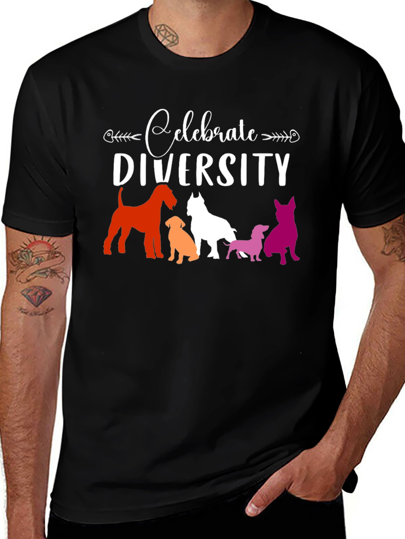 Celebrate Diversity Dog Breed Graphic Tee