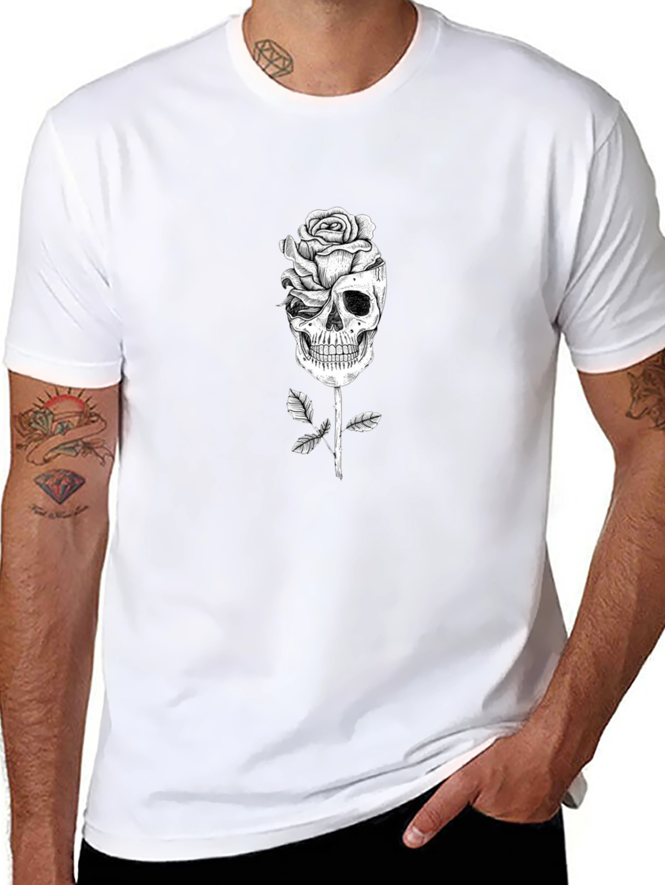 Skull Rose Graphic Tee - Gothic Fashion