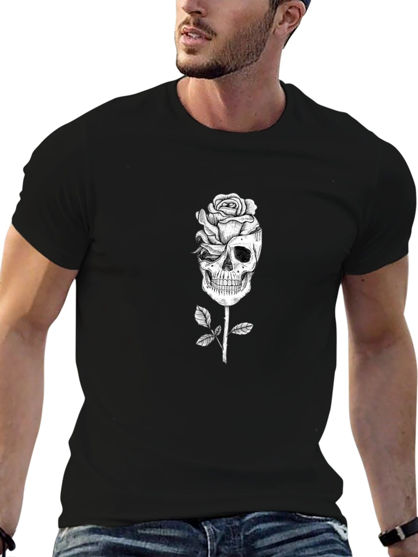 Skull Rose Graphic Tee - Gothic Fashion