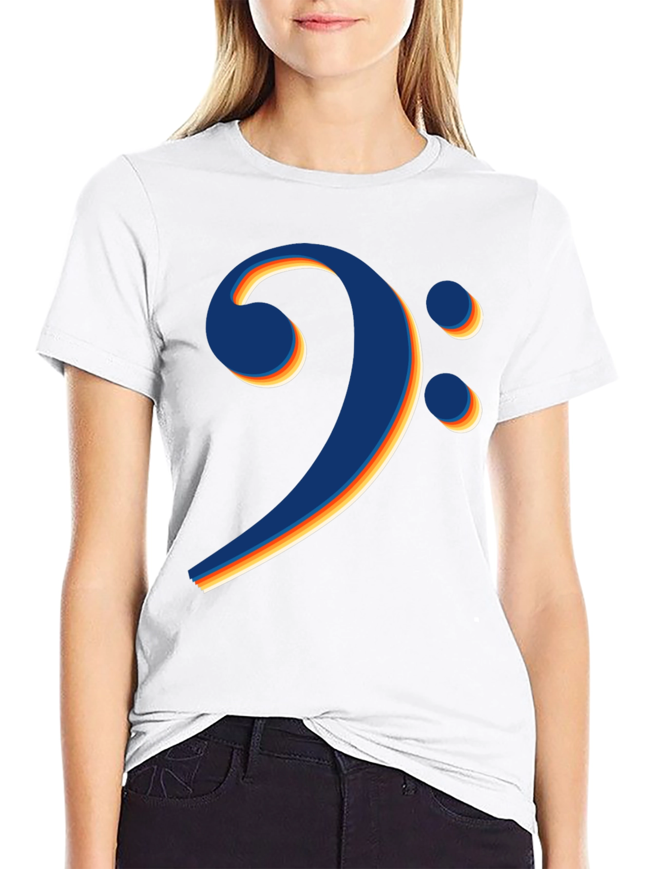 Bass Clef Retro Stripe Black T-Shirt