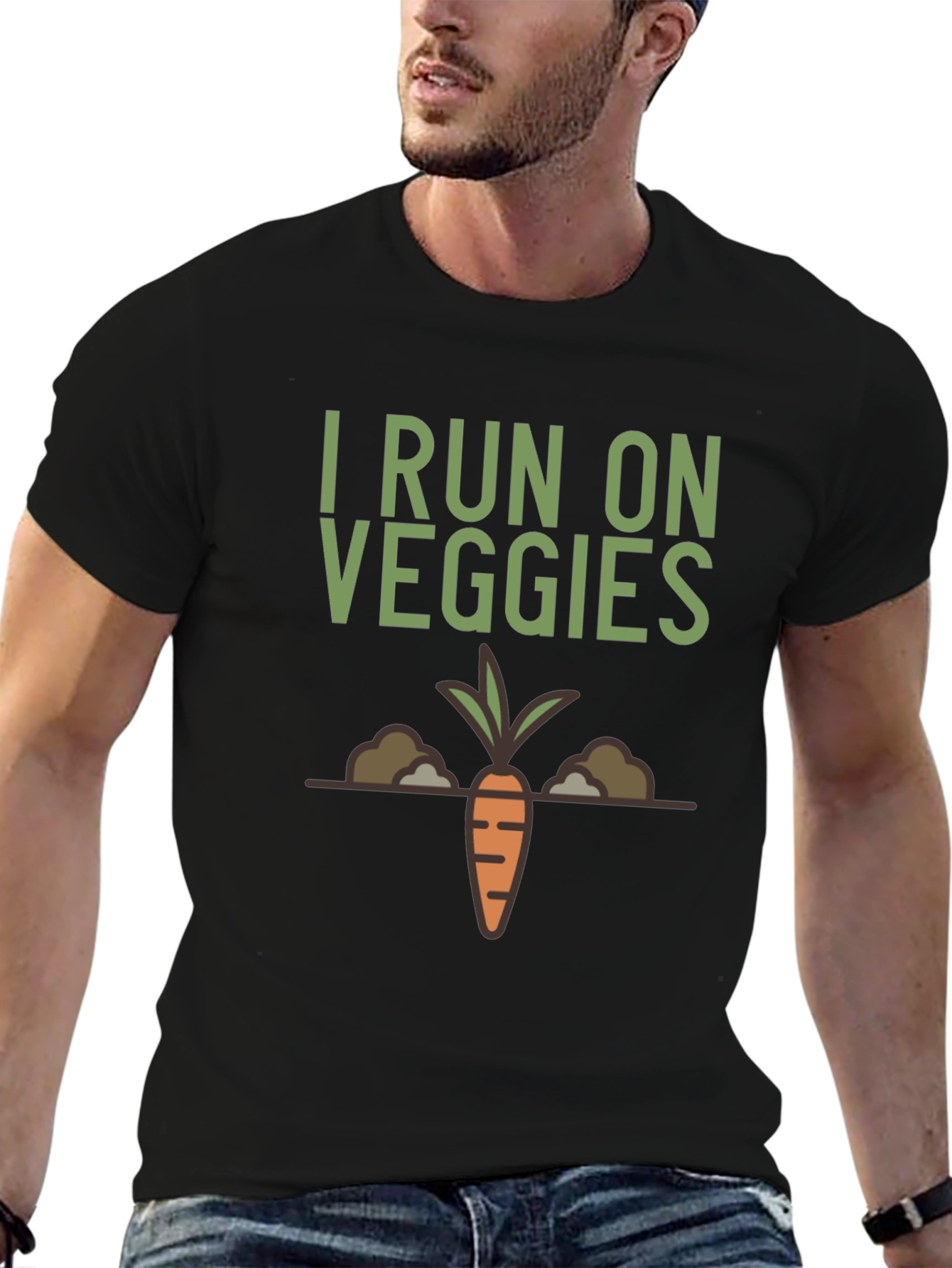 I Run on Veggies Graphic T-Shirt - Black