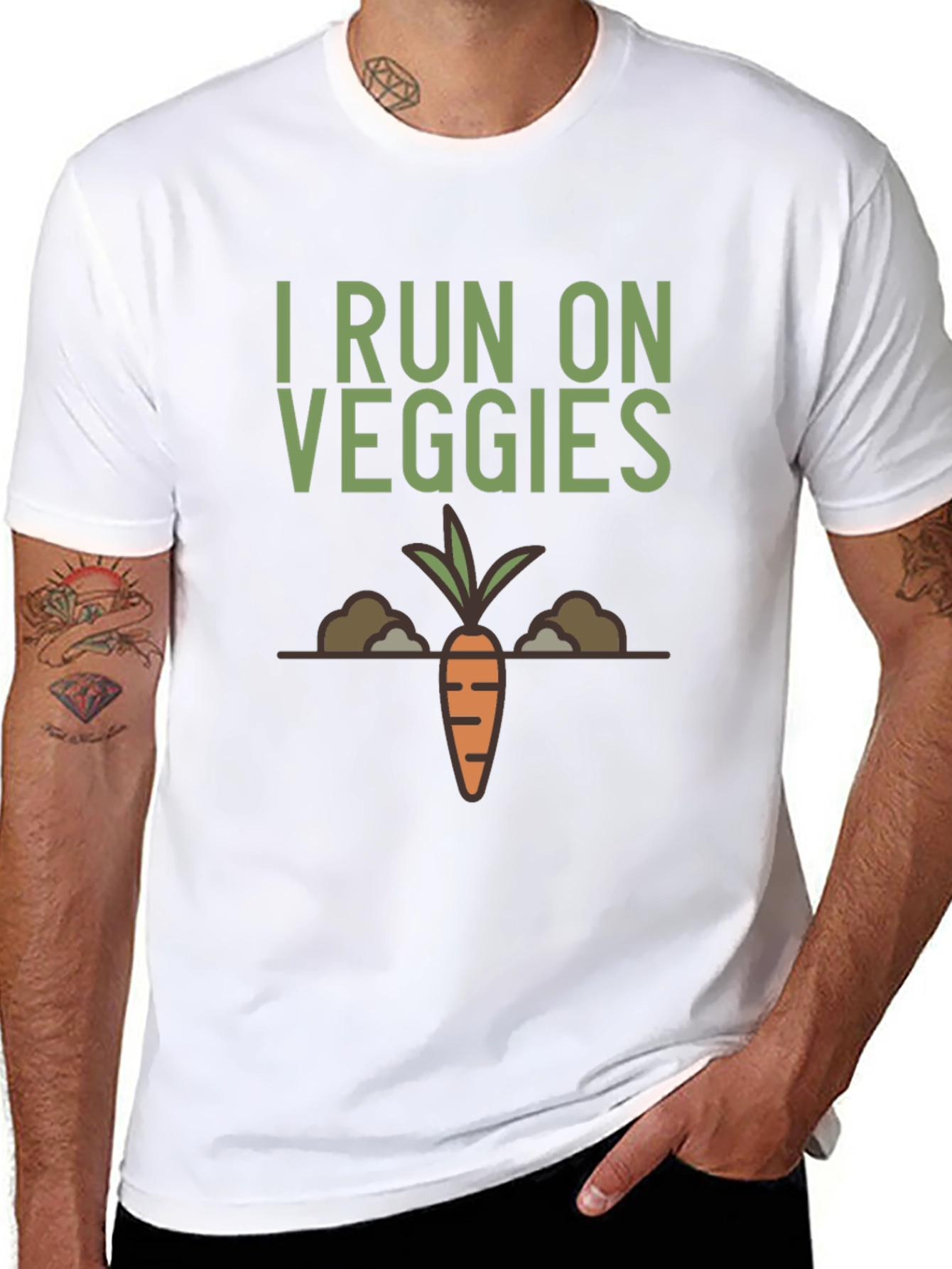 I Run on Veggies Graphic T-Shirt - Black