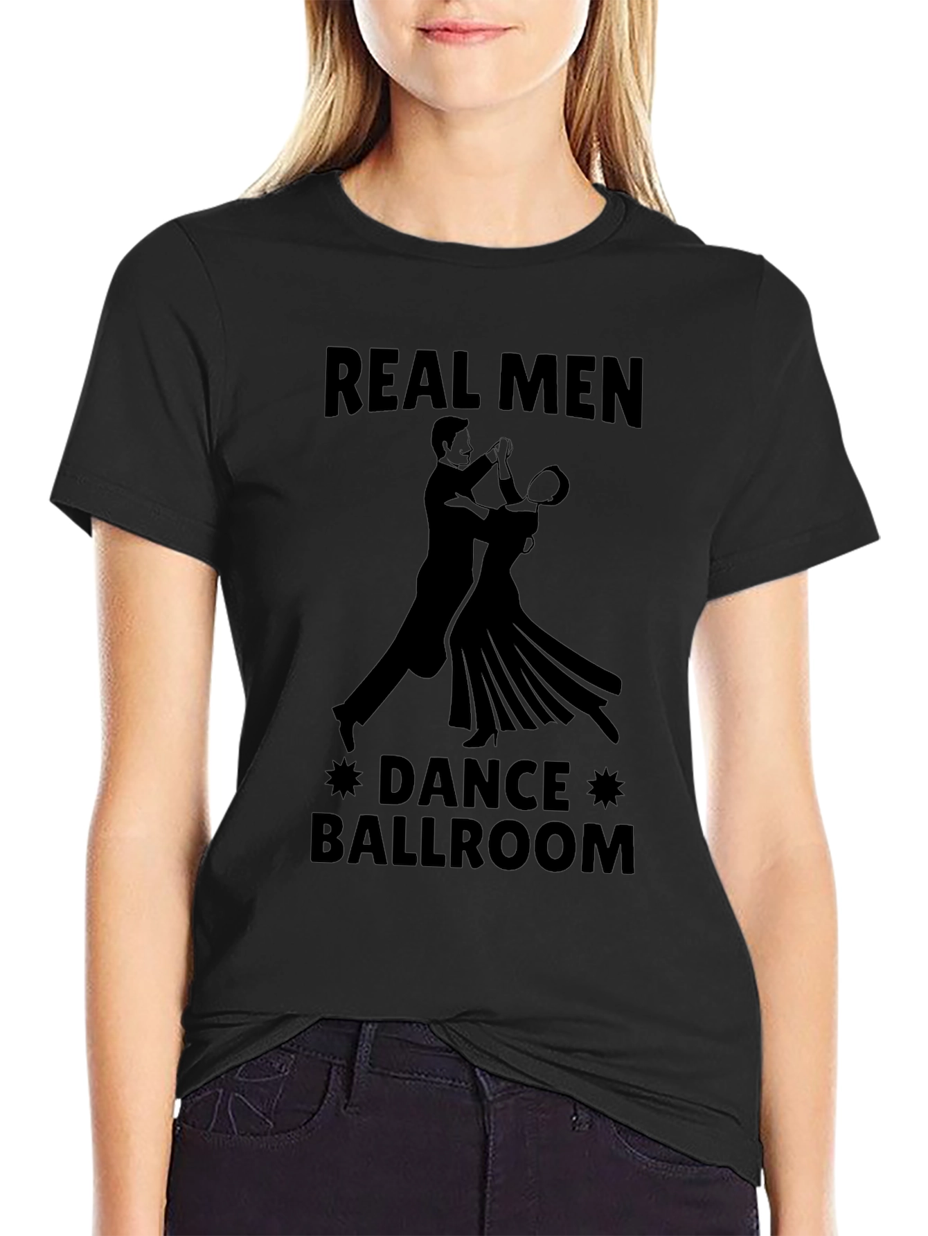 Real Men Dance Ballroom Graphic Tee - Black
