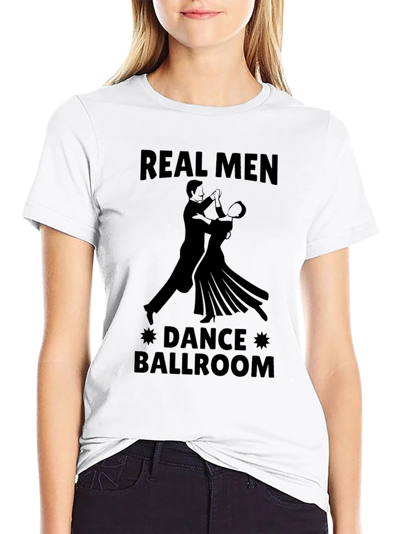 Real Men Dance Ballroom Graphic Tee - Black