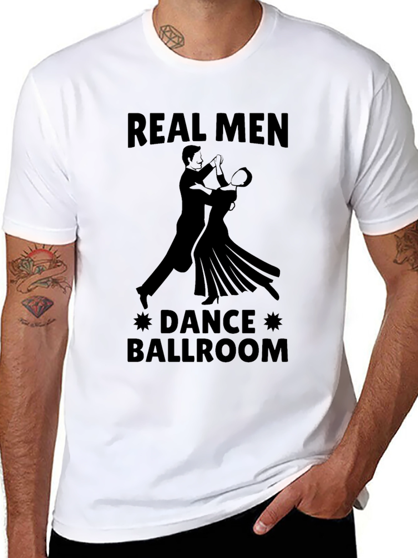 Real Men Dance Ballroom Graphic Tee - Black
