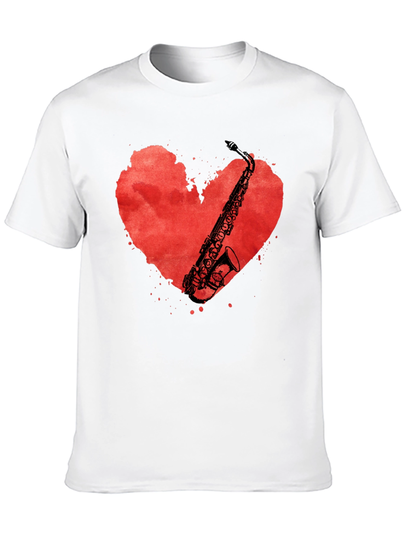 Saxophone Heart Graphic Tee - Musicians Black T-Shirt