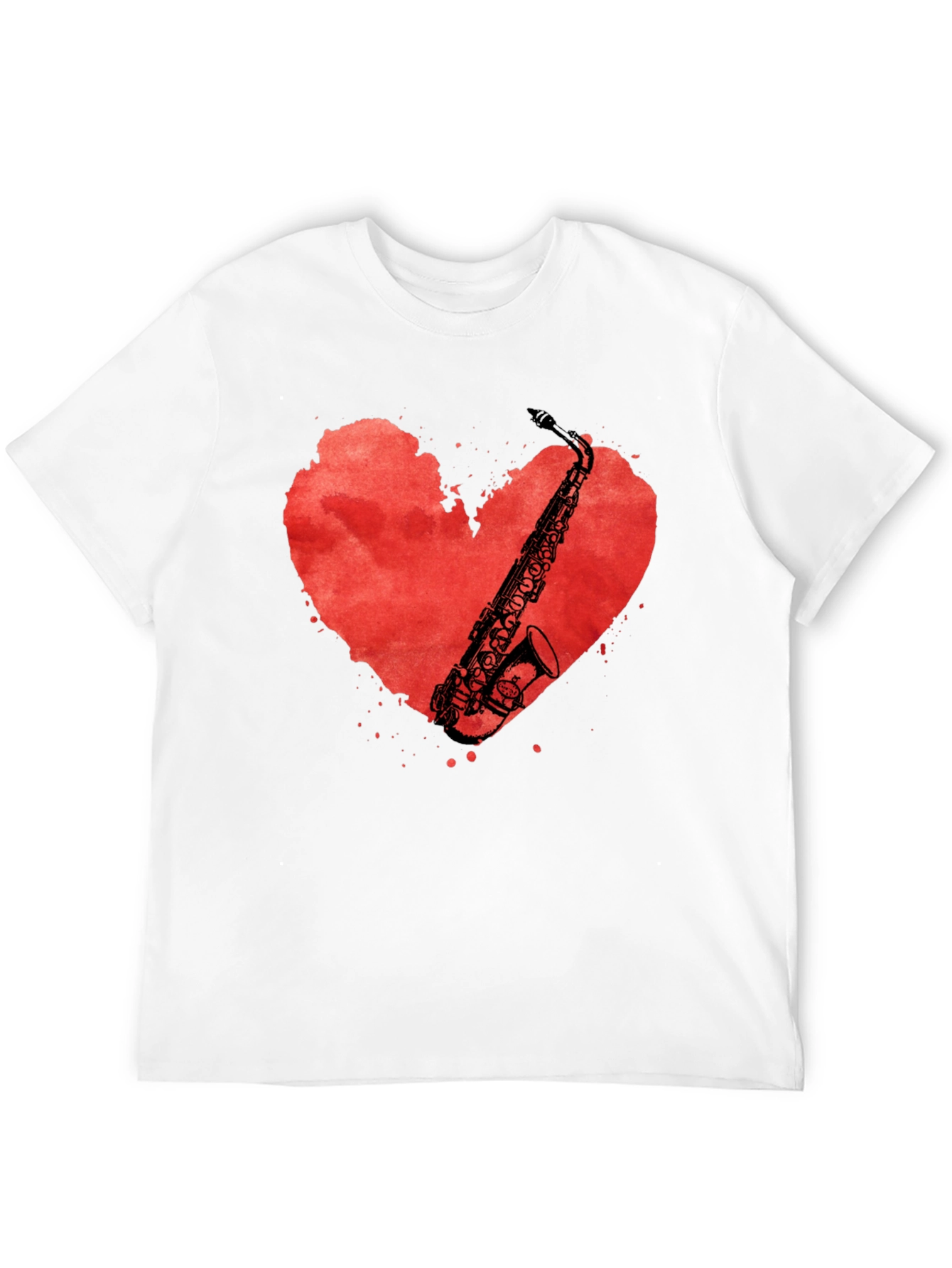 Saxophone Heart Graphic Tee - Musicians Black T-Shirt