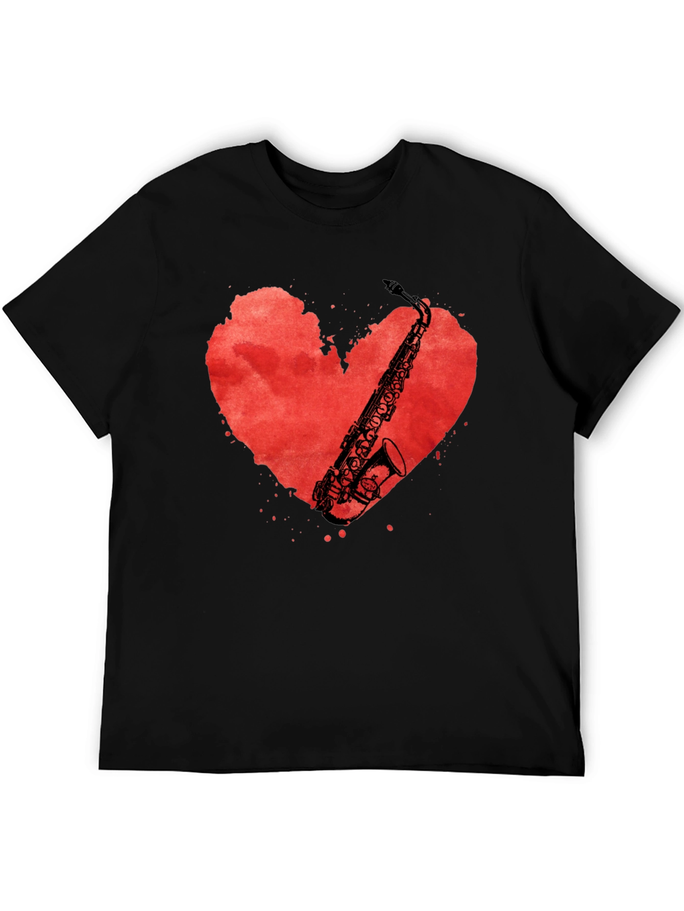 Saxophone Heart Graphic Tee - Musicians Black T-Shirt