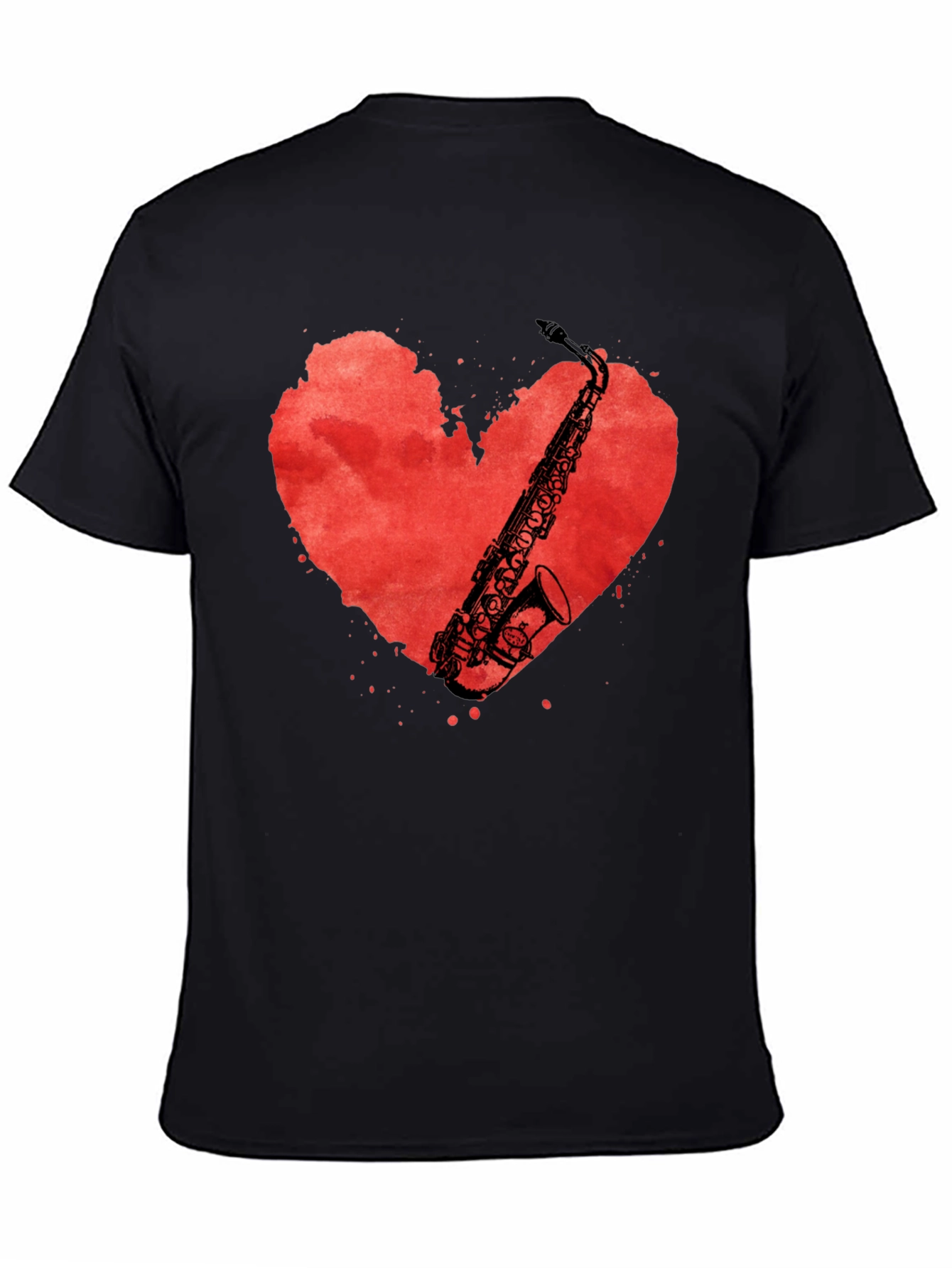 Saxophone Heart Graphic Tee - Musicians Black T-Shirt