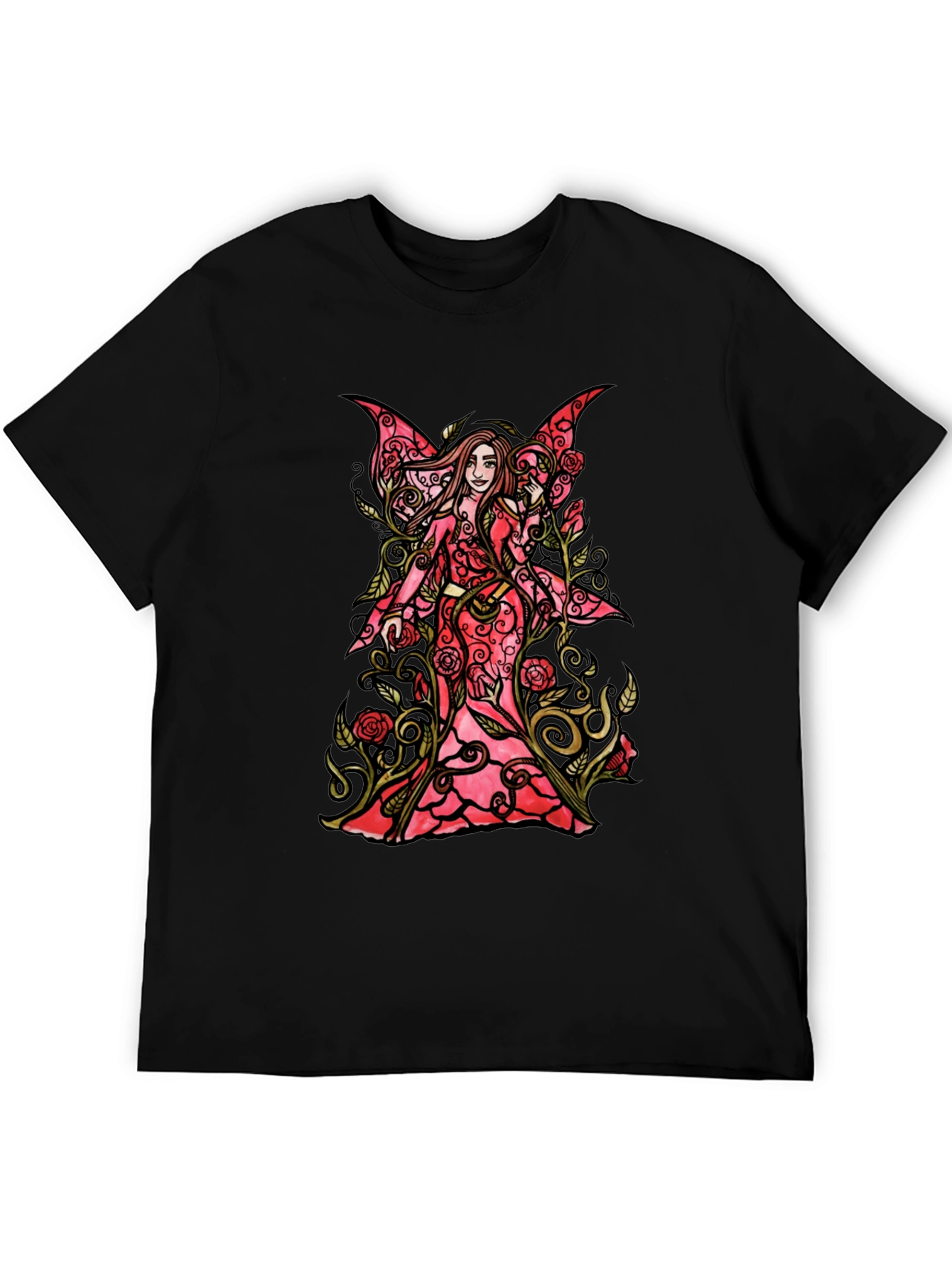 Fairy Roses Graphic Black T-Shirt
